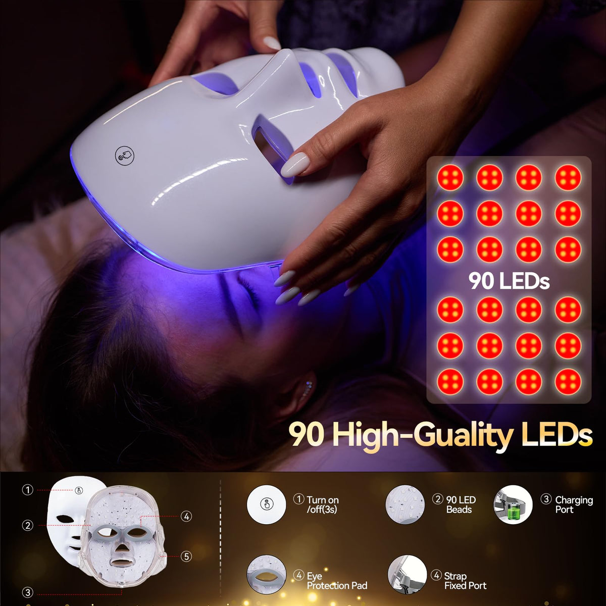 Red Light Therapy for Face LED Light Therapy Mask for Face 7 - CDKMAX Official Imagery - 4