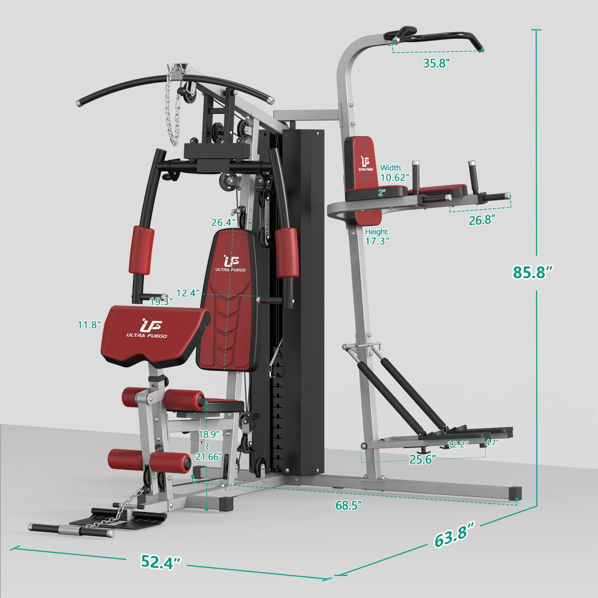 Multifunctional Home Gym Equipment Workout Station with - ULTRA FUEGO Official Imagery - 7