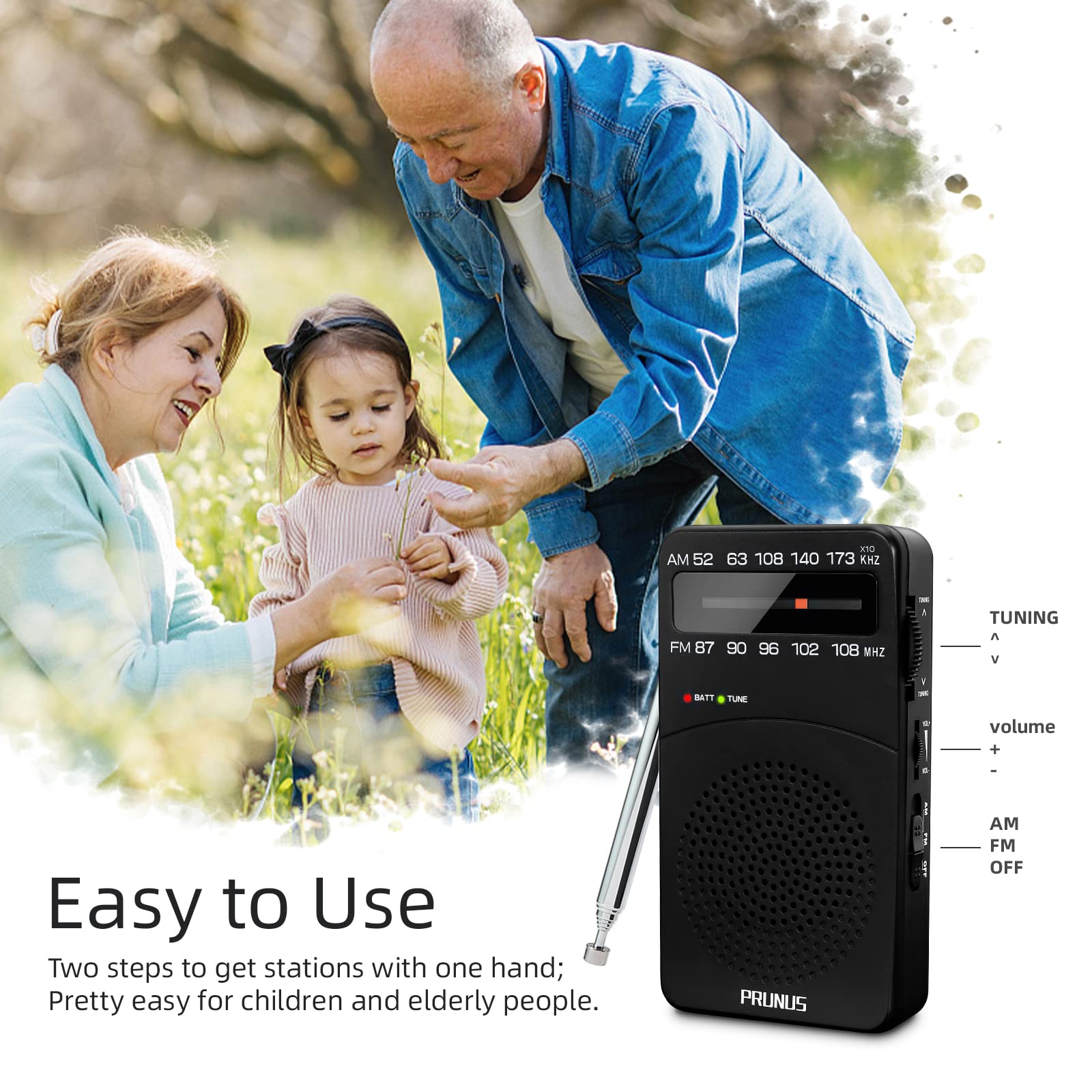 PRUNUS J-166 Portable AM FM Radio, Battery Operated