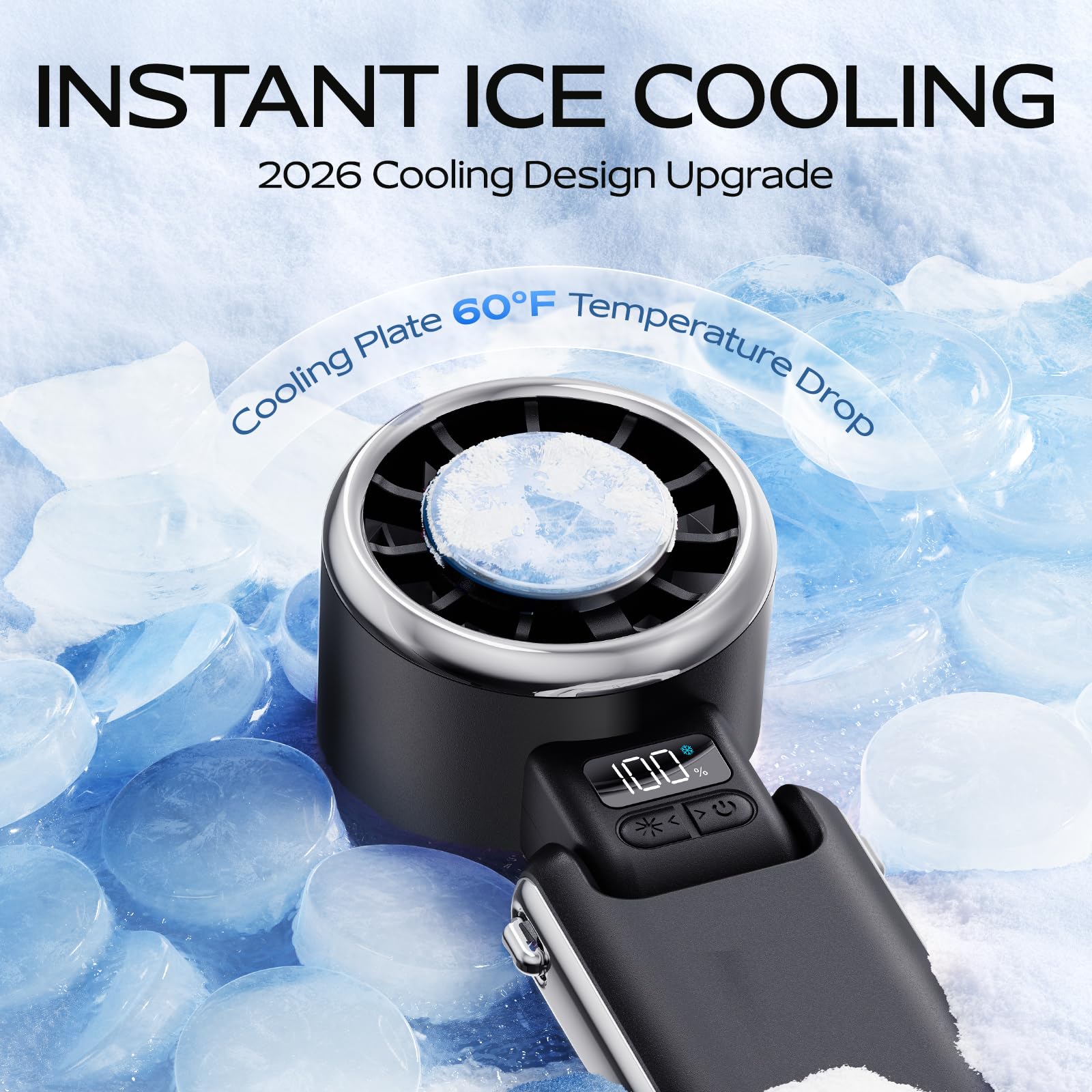 SHEWIND Portable Handheld Fan with Ice Cooling-5 Gear High Speed Turbo - View 4