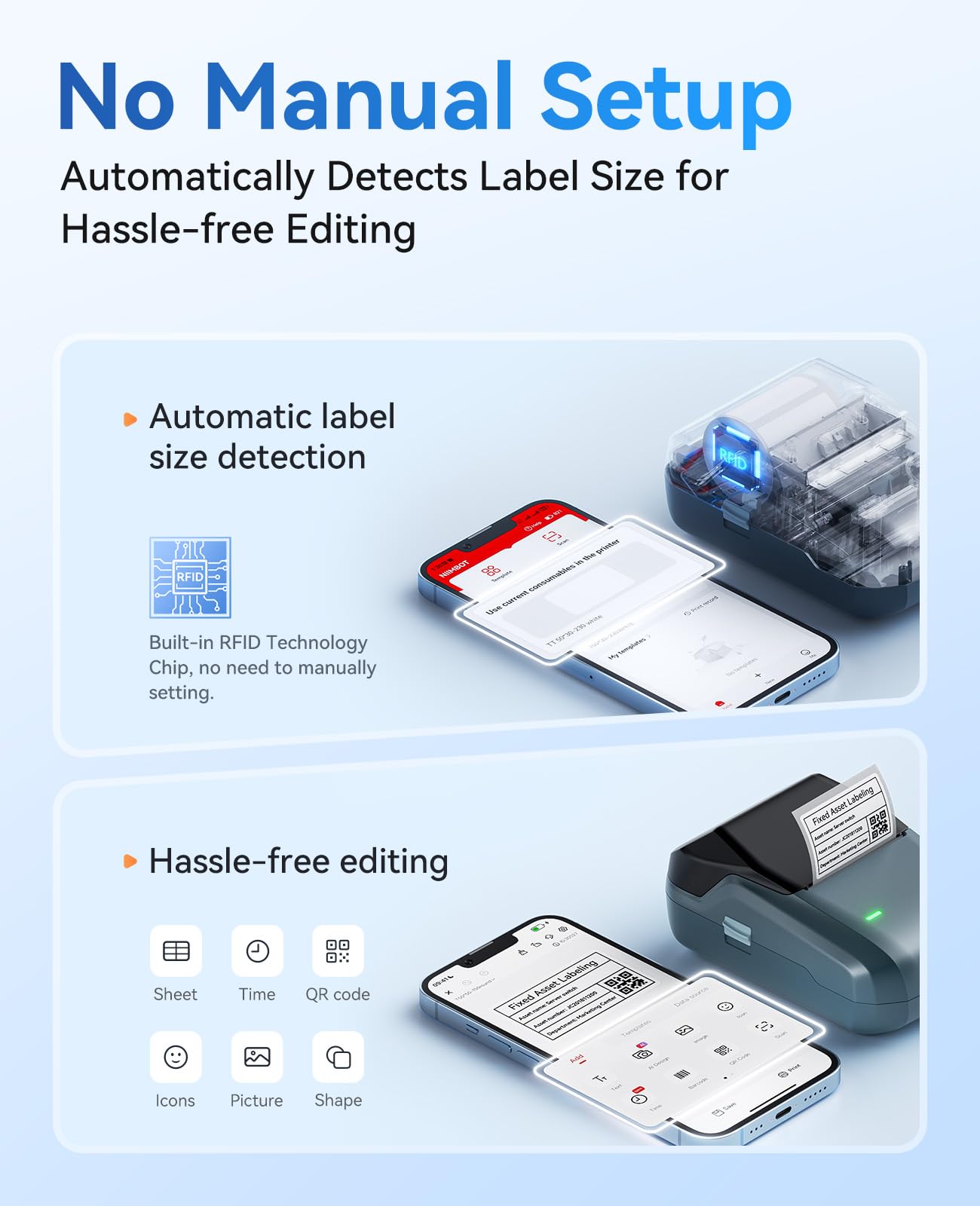 NIIMBOT B1 Label Maker, 2Inch Bluetooth Label Printer for Home, B by NIIMBOT - Angle View 7