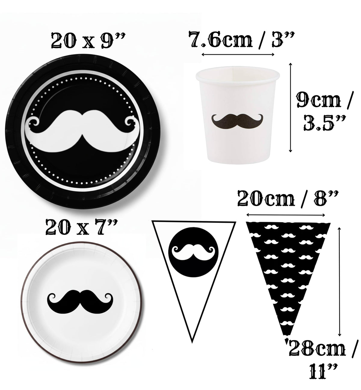 174PCS Mustache Party Decorations 20 Guests Large Mustache - Premium Selection Official Imagery - 3