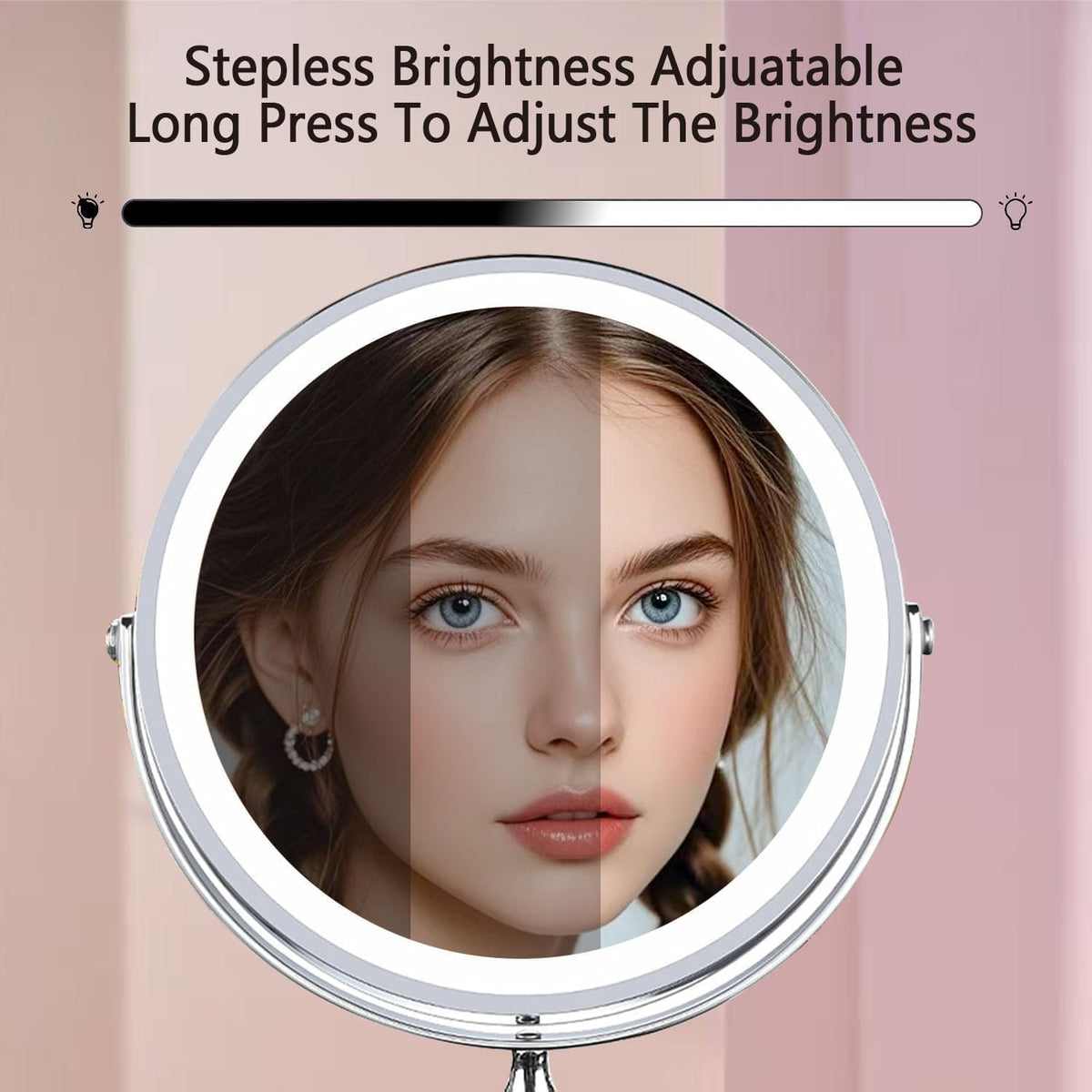 Makeup Mirror with Lights 8 Inch 1X 10X Rechargeable Double - Creocasy Official Imagery - 7