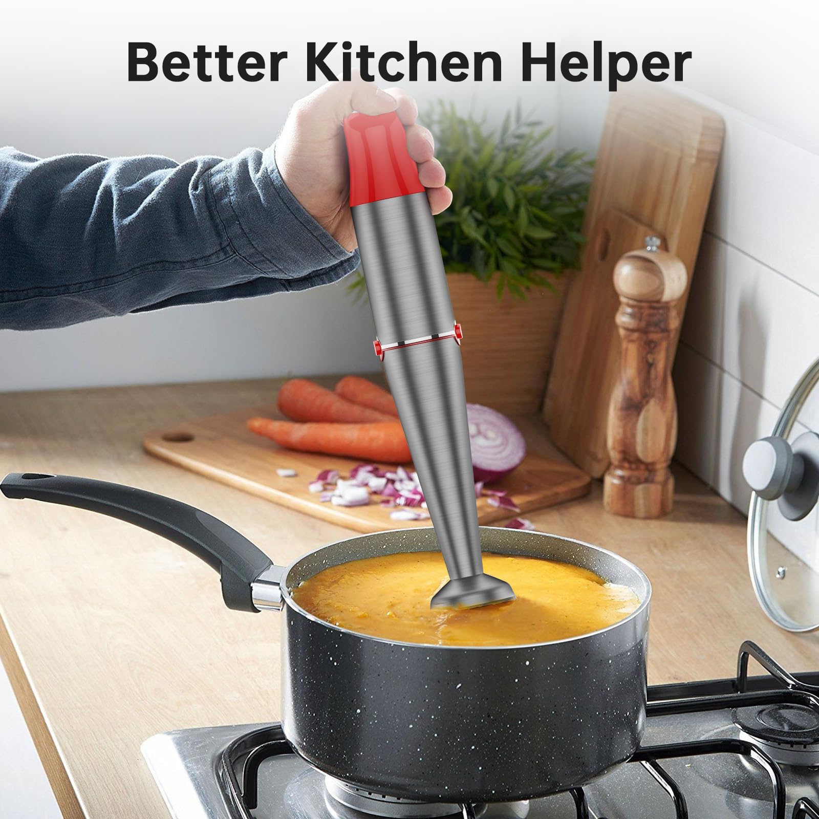 Turelar Immersion Blender Handheld Corded, 1100W 5 in 1 Hand Blen by turelar - Angle View 6