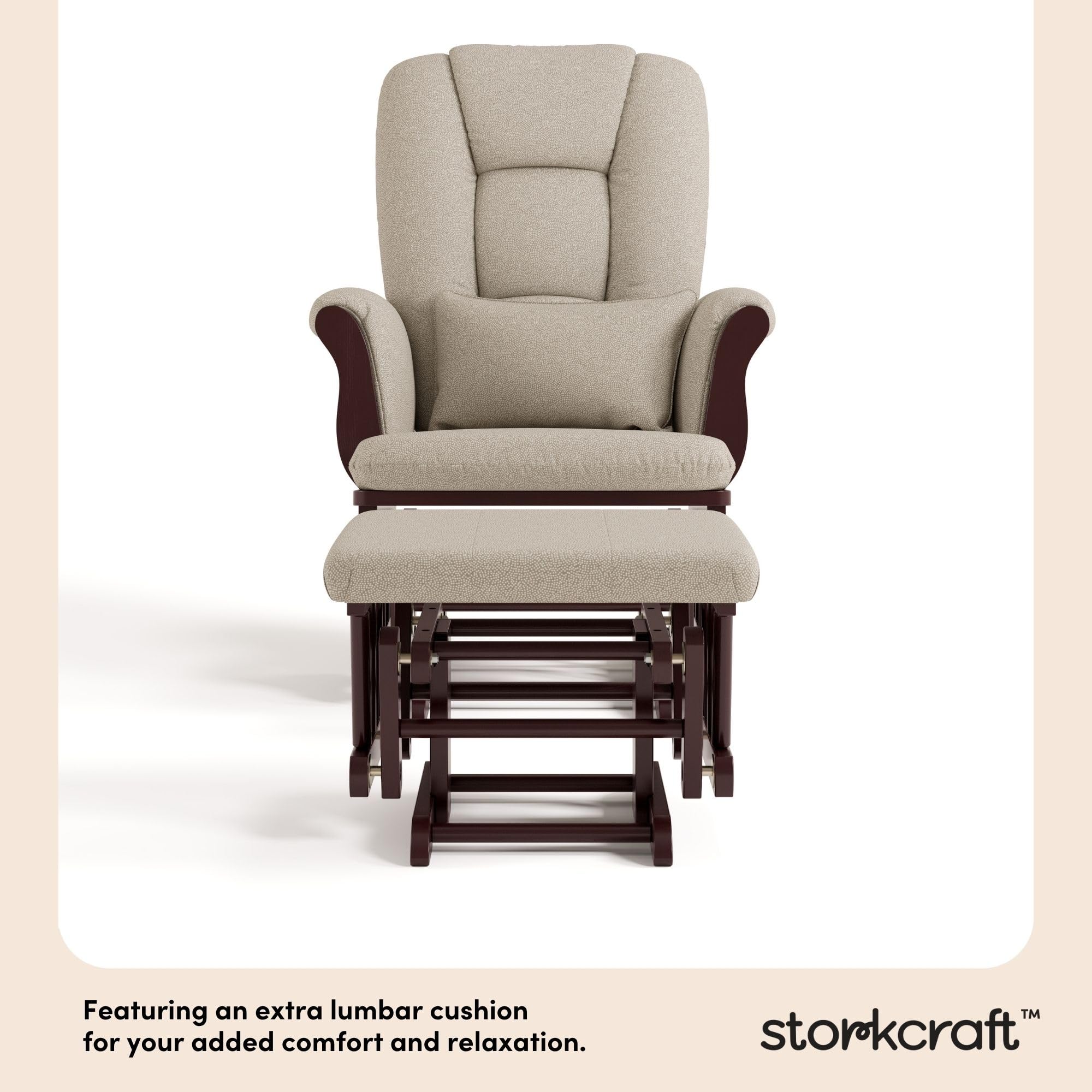 Storkcraft Tuscany Glider &amp; Ottoman and Lumbar Pillow, - Storkcraft