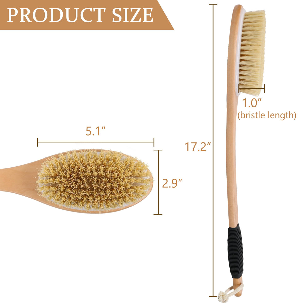 OWIIZI Back Scrubber Brush for Shower Long Stiff Bristle - OWIIZI Official Imagery - 7