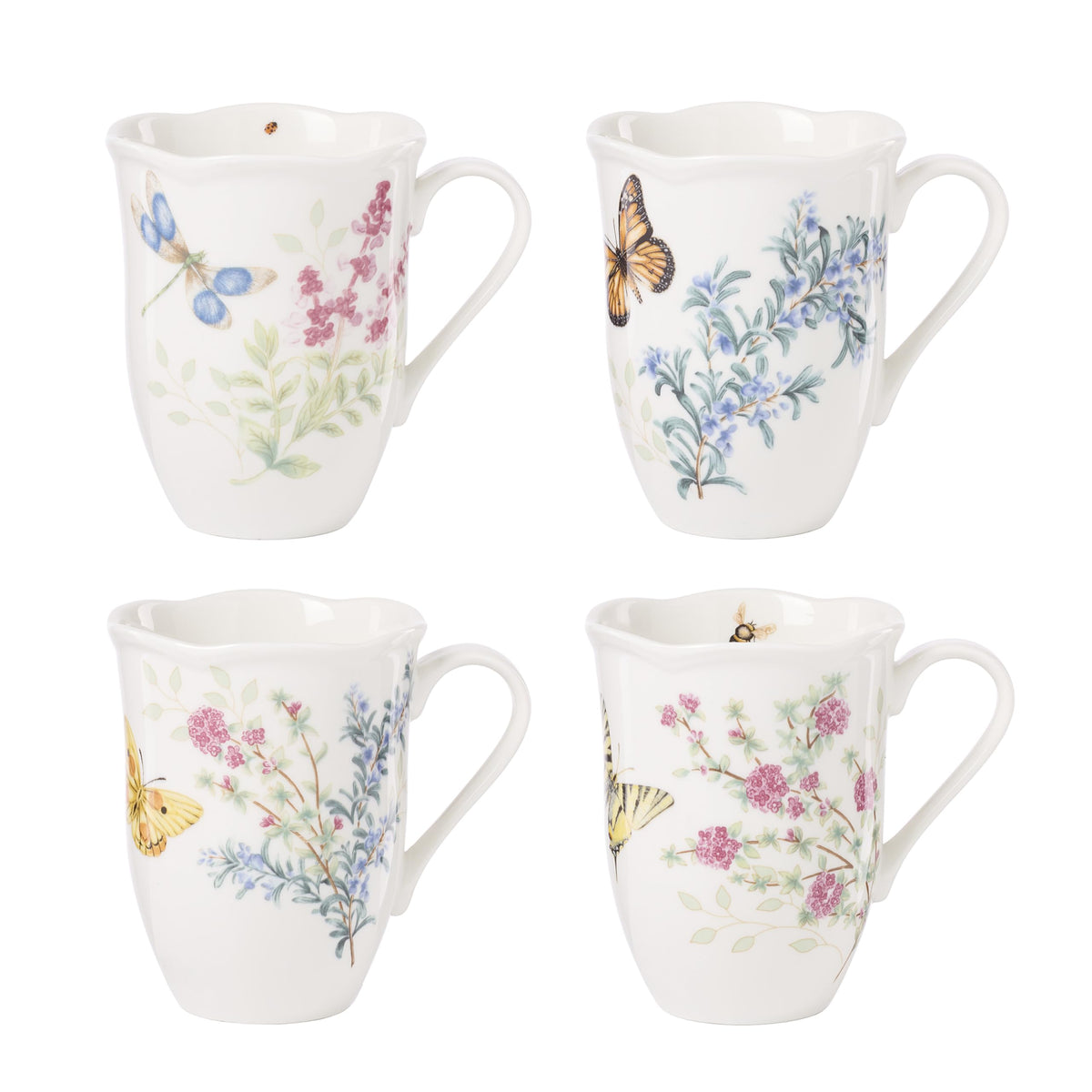 Lenox Butterfly Meadow Herbs Porcelain Mug Set for 4 12oz - Lenox Official Imagery - 1