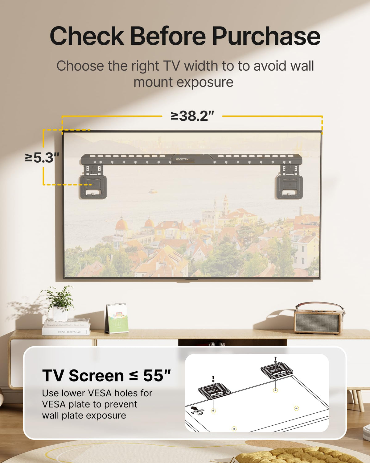 monTEK 0 35 Ultra Slim TV Wall Mount for 50 100 Inch Flat - monTEK Official Imagery - 8
