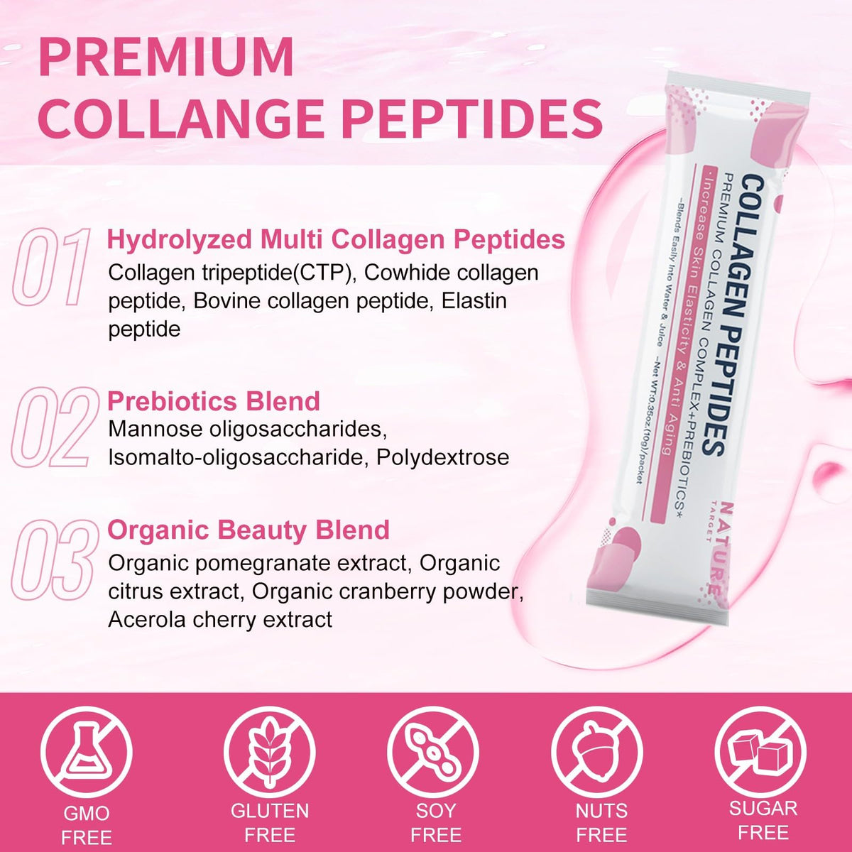 NATURE TARGET Multi Collagen Peptides Powder 30 Stick Packs - NATURE TARGET Official Imagery - 8