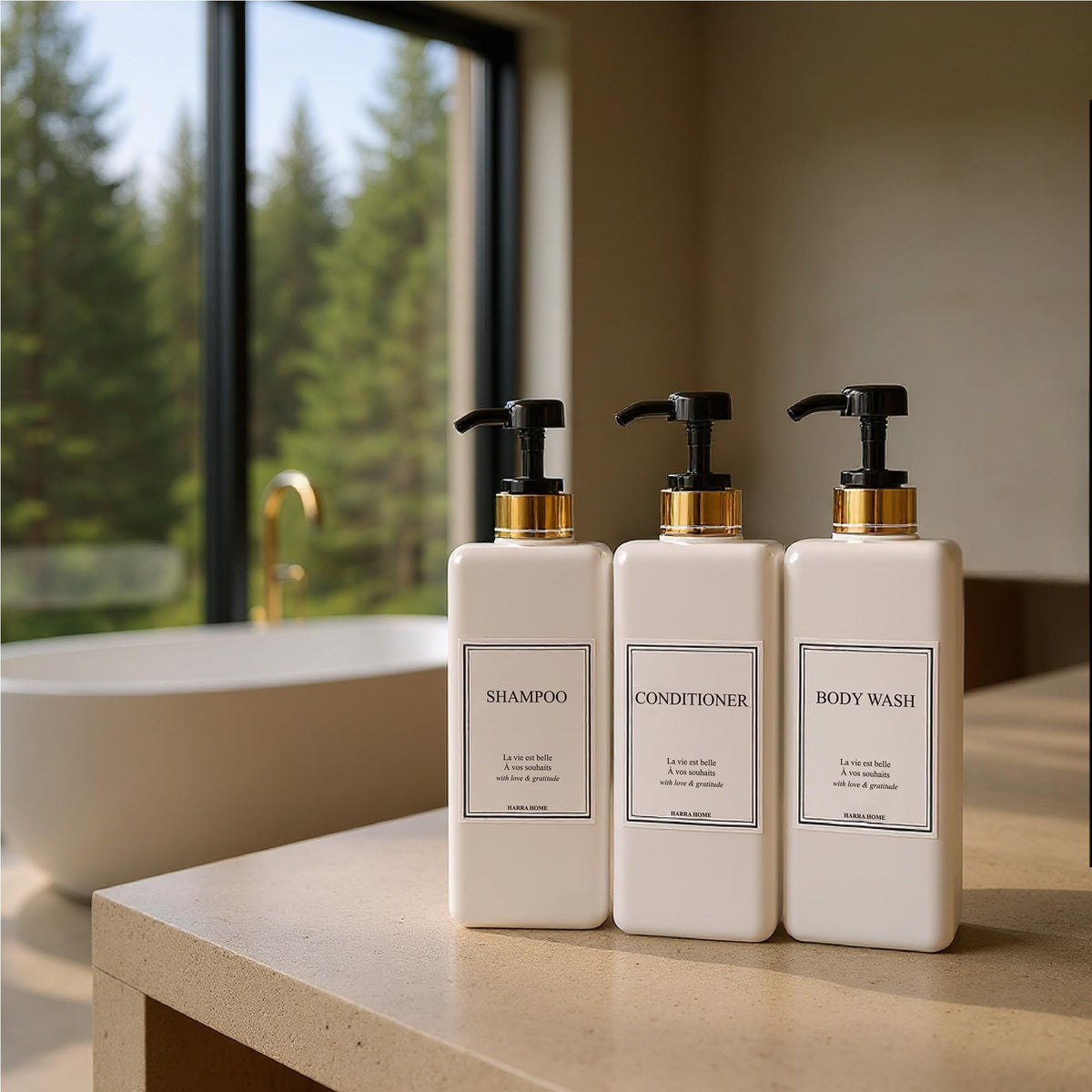 Modern Gold Design Shampoo and Conditioner Dispenser - HARRA HOME Official Imagery - 5
