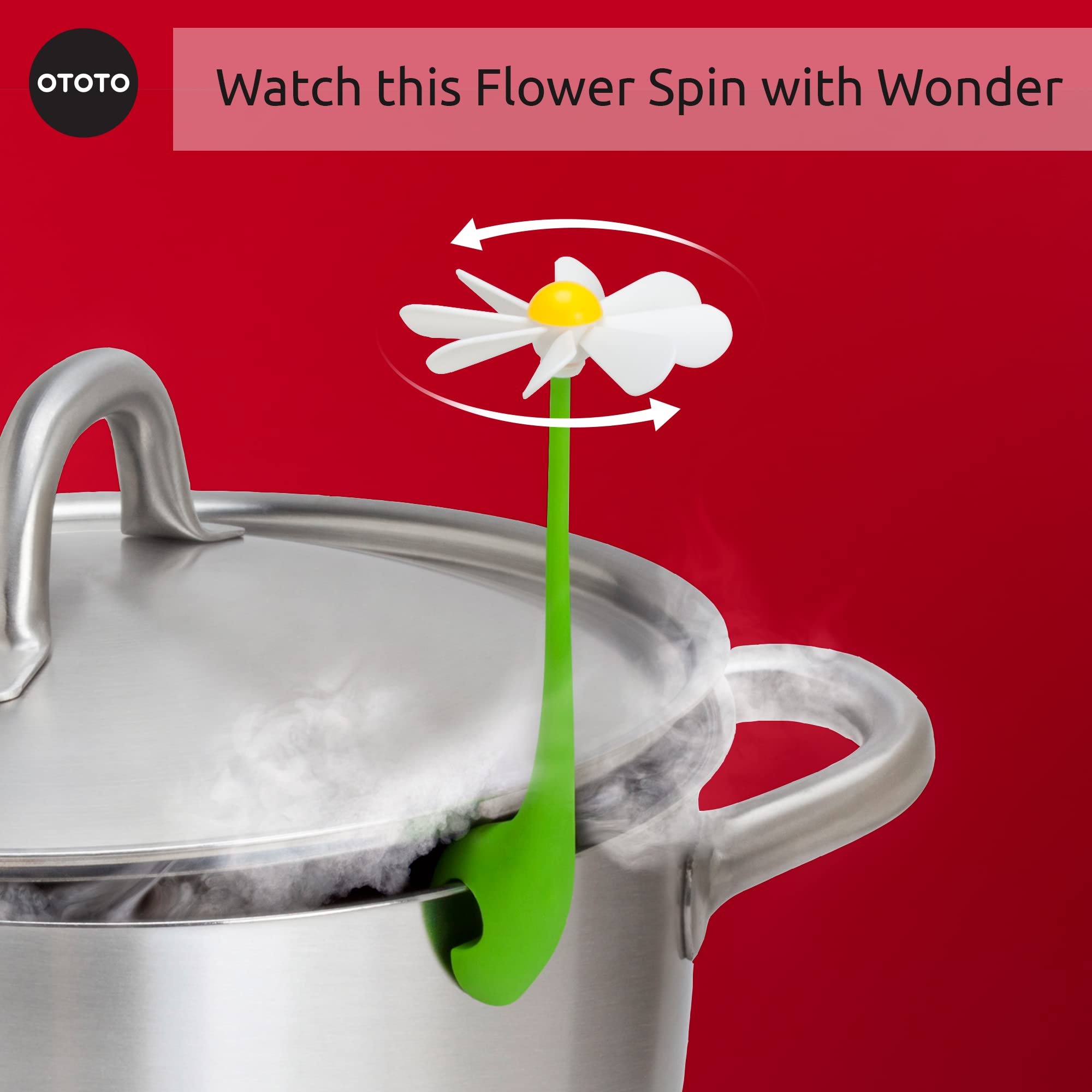 OTOTO New Flower Power Steam Releaser - Fun Kitchen Gadgets - Spinning - View 4
