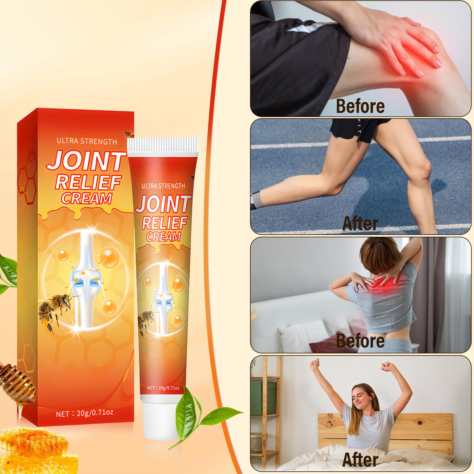 4Pcs Ultra Strength Joint Support Cream – Massage Gel for Knees & Body