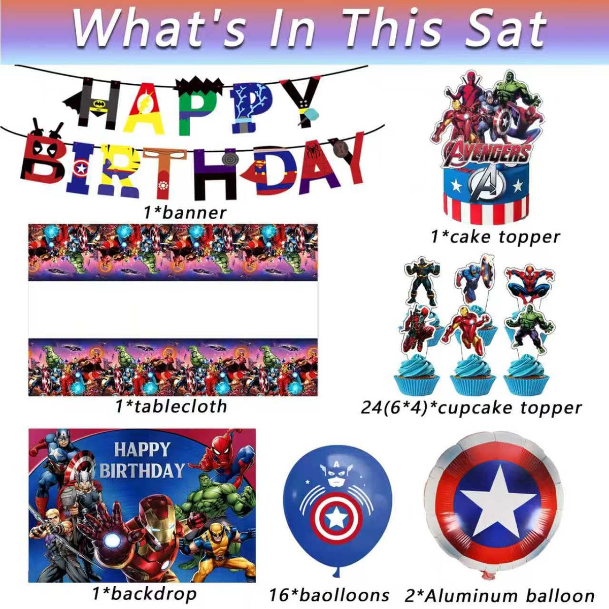 46Pcs superhero Birthday Party Supplies Avengers Party - leuaxmy Official Imagery - 3
