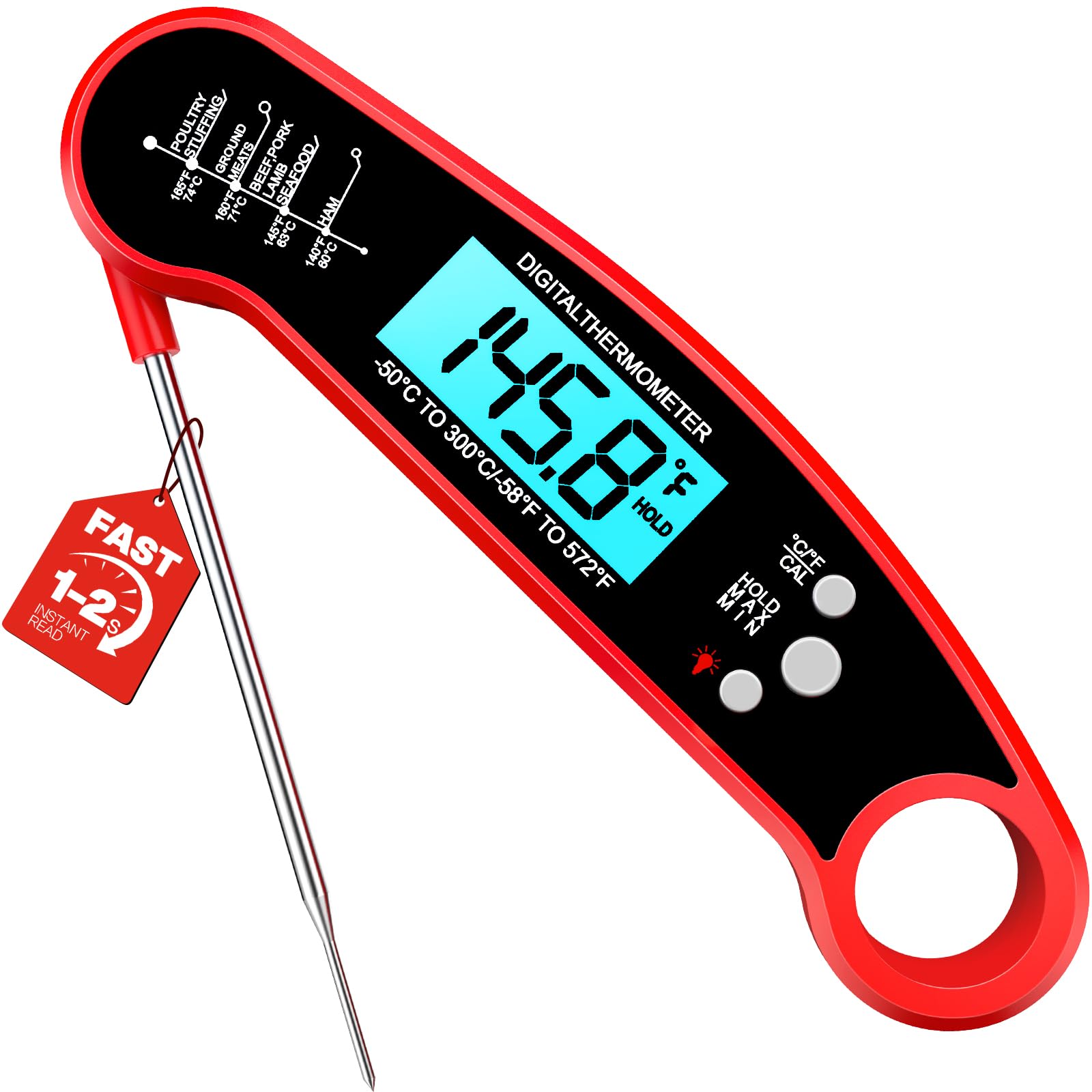 ONFIKY Instant Read Meat Thermometer Digital, 1-2 Sec, Food, Cook by ONFIKY - Angle View 2