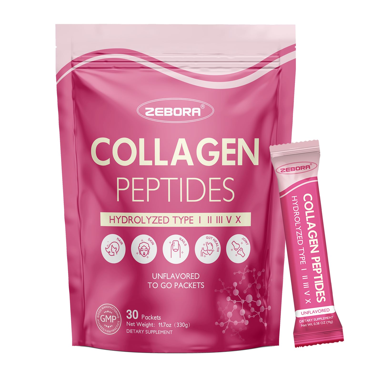 ZEBORA Multi Collagen Peptides Powder Packets for Women 30 - ZEBORA Official Imagery - 2