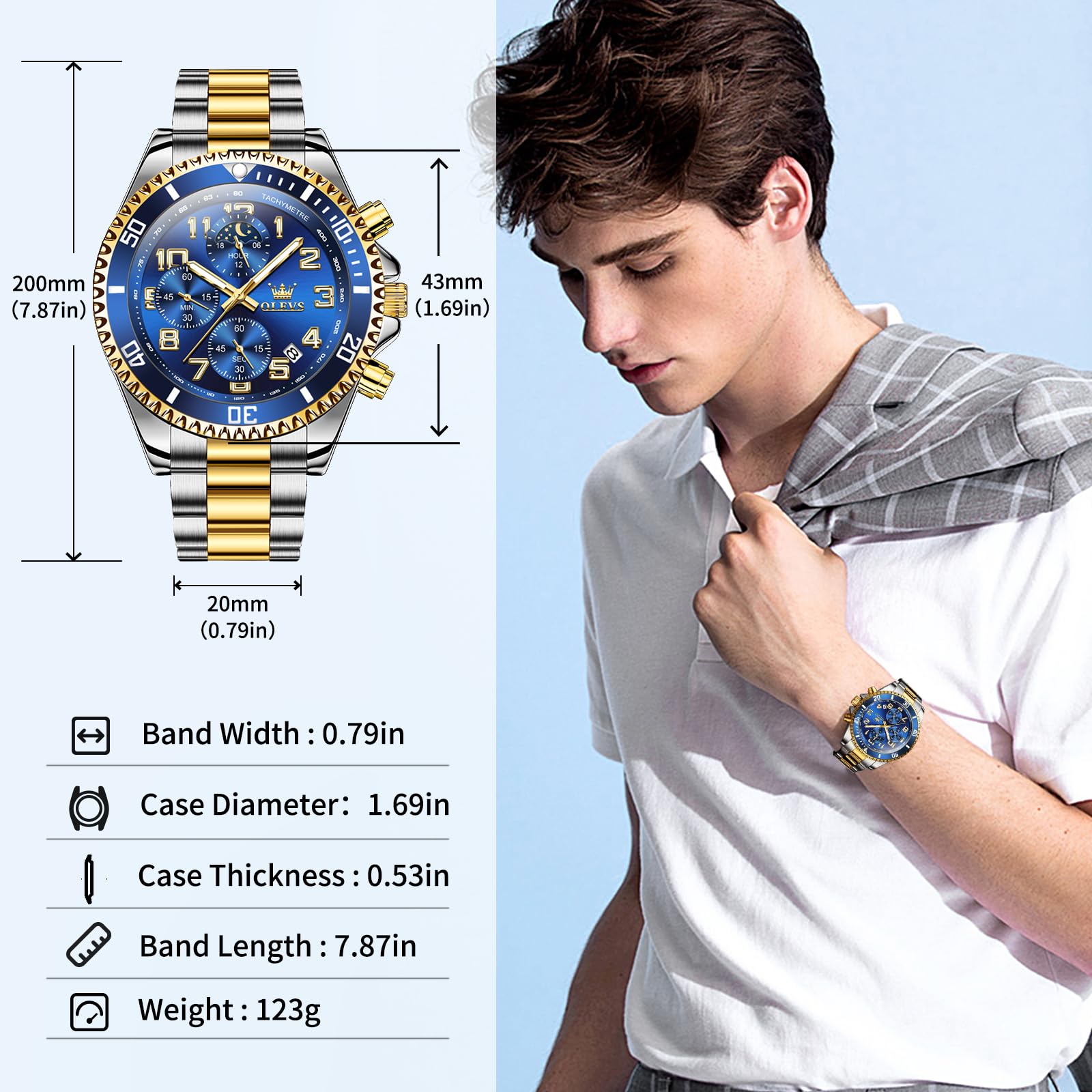 OLEVS Watches for Men Stainless Steel Dress Men Watch with Date - View 2