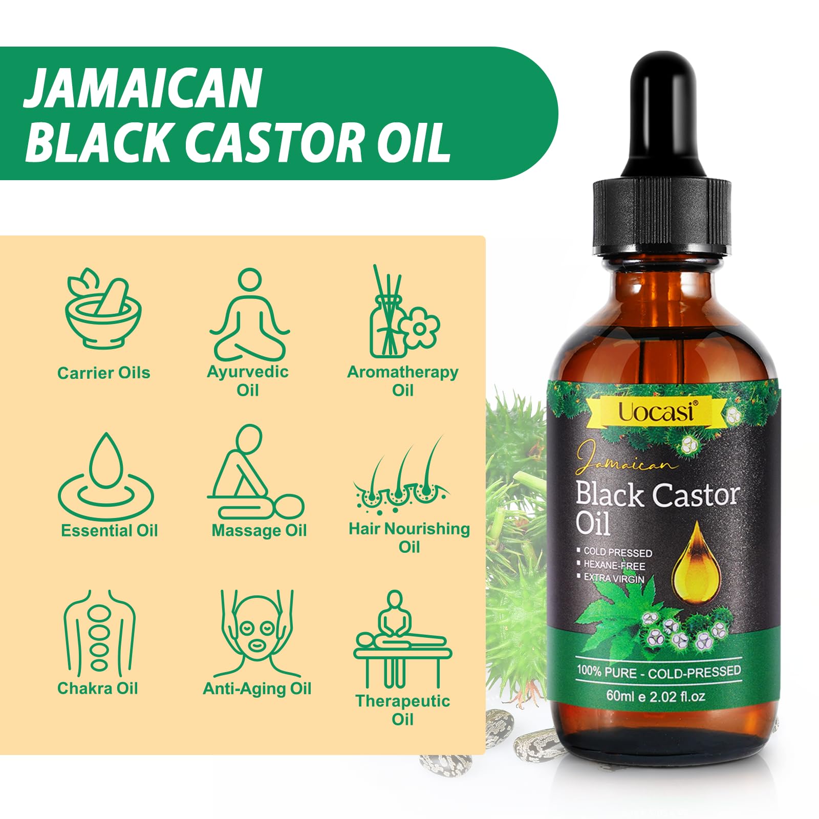 Uocasi Jamaican Black Castor Oil - & 100% Pure and Organic & Cold Pressed - Uocasi Official Product View 6