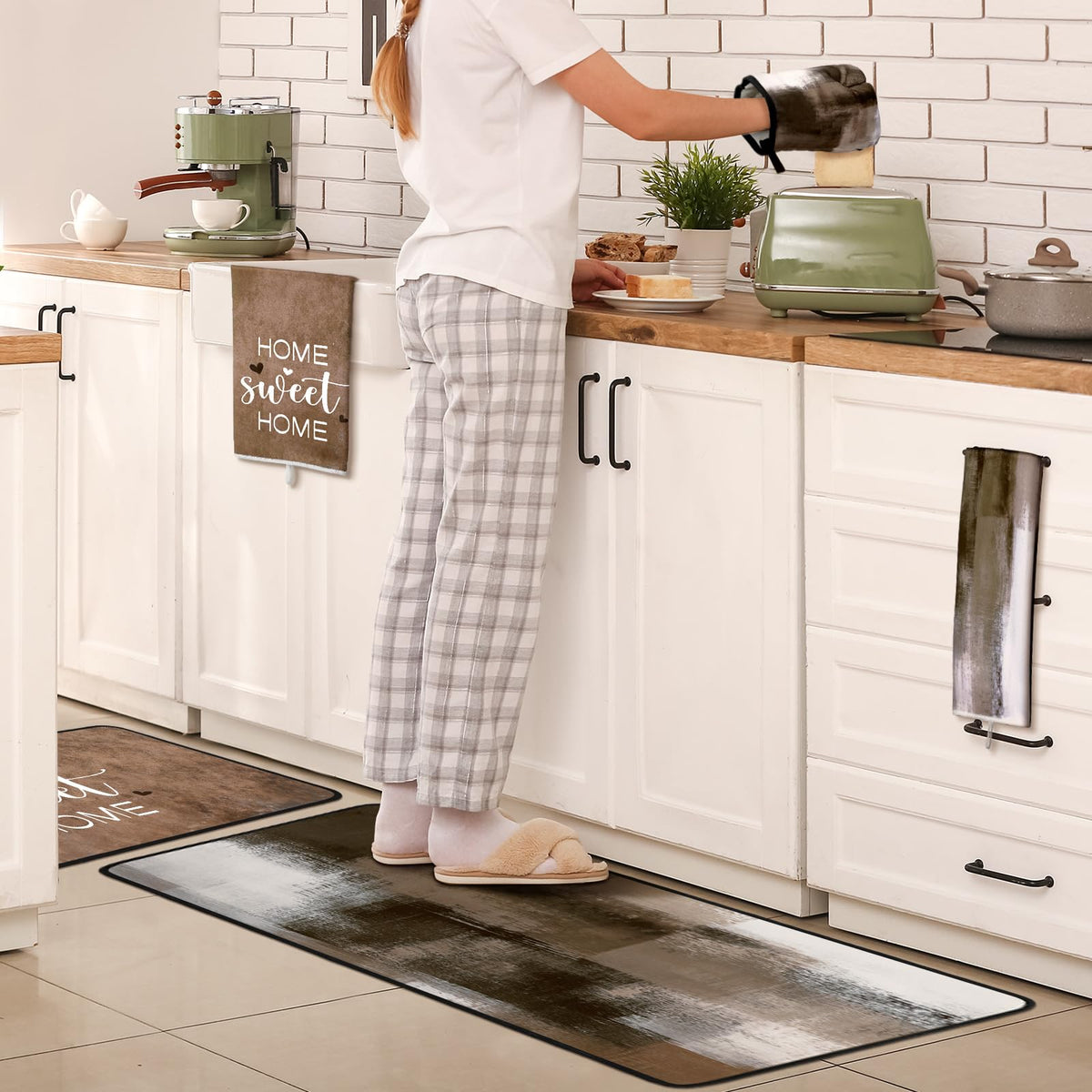 16 Pcs Abstract Art Kitchen Decor Set 4 Brown Kitchen Towels - Fourluoo Official Imagery - 3