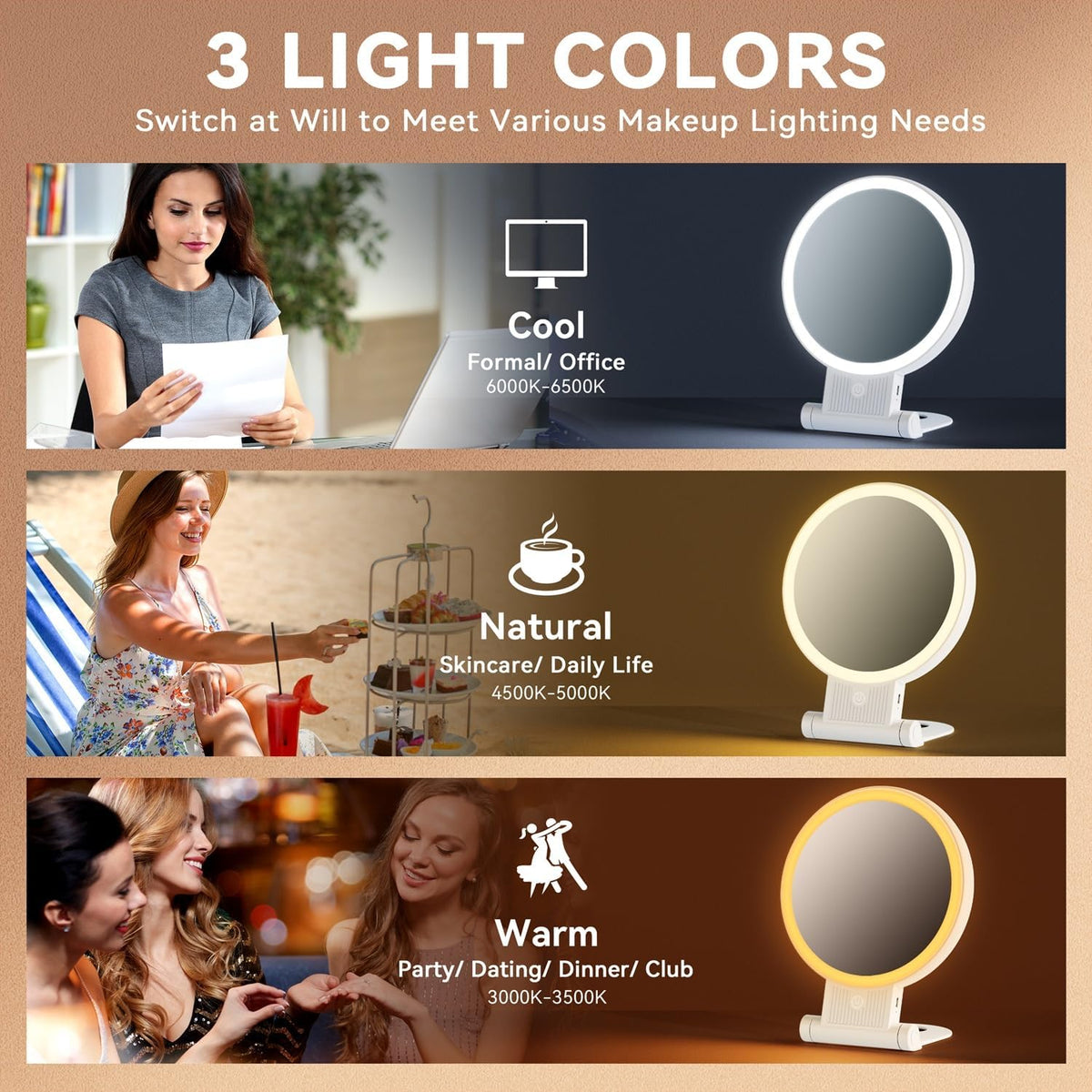Auxmir 30X 1X Makeup Magnifying Mirror with Light BM 2403 - Auxmir Official Imagery - 5
