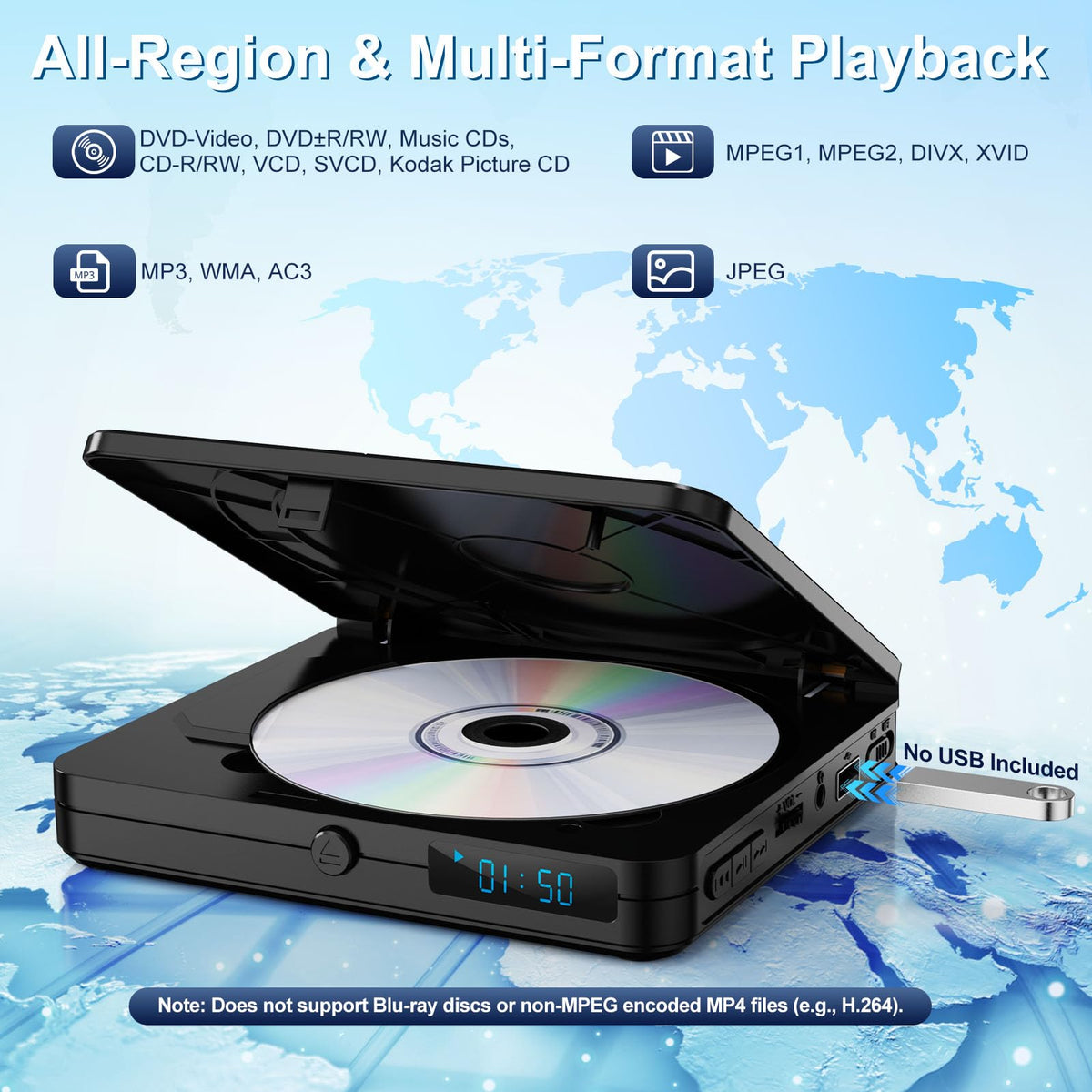 Mini DVD Player with HDMI Remote Control All Region Free - Homlab Official Imagery - 3