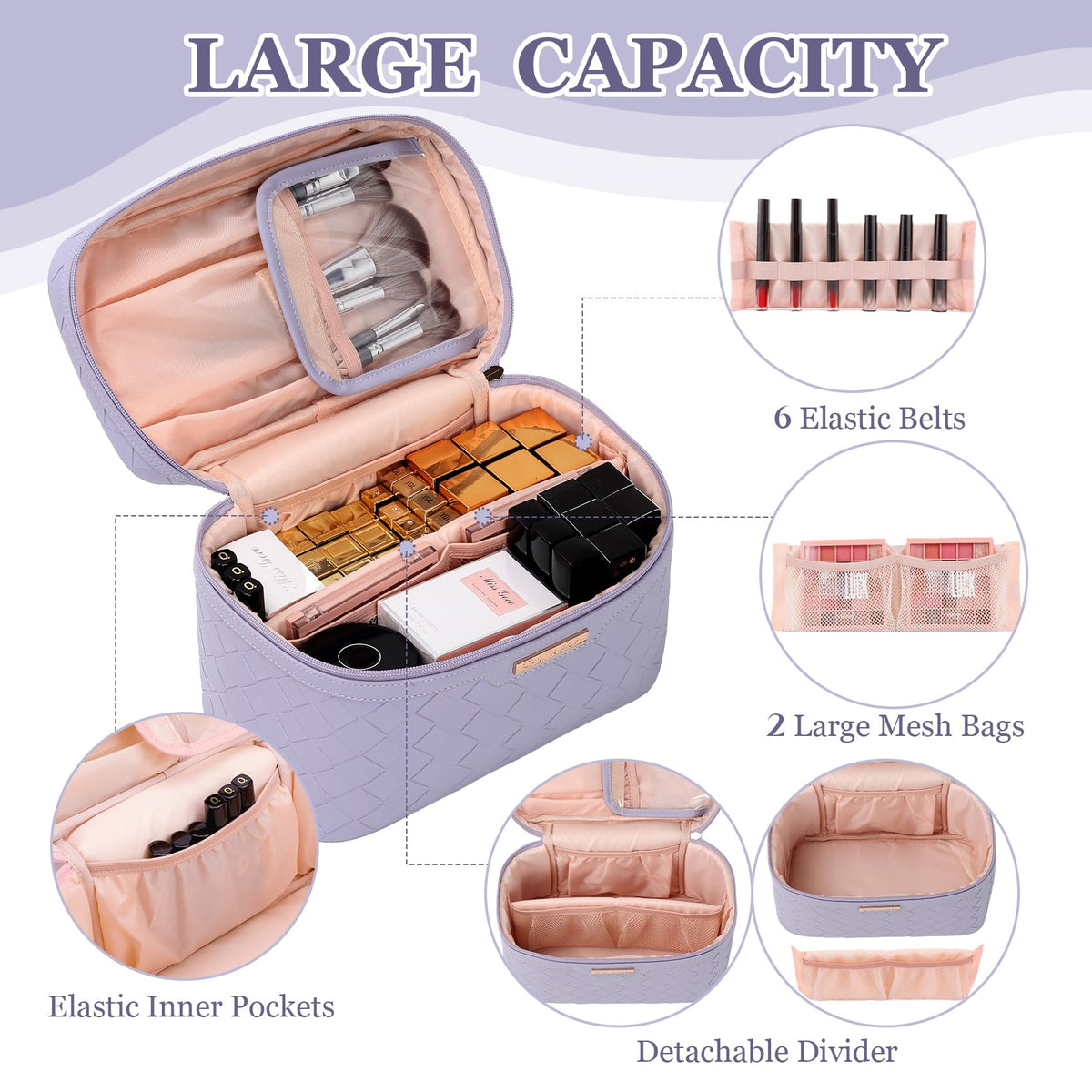 Makeup Bag Travel Cosmetic Bag for Girls Women Large - Dajasan Official Imagery - 5