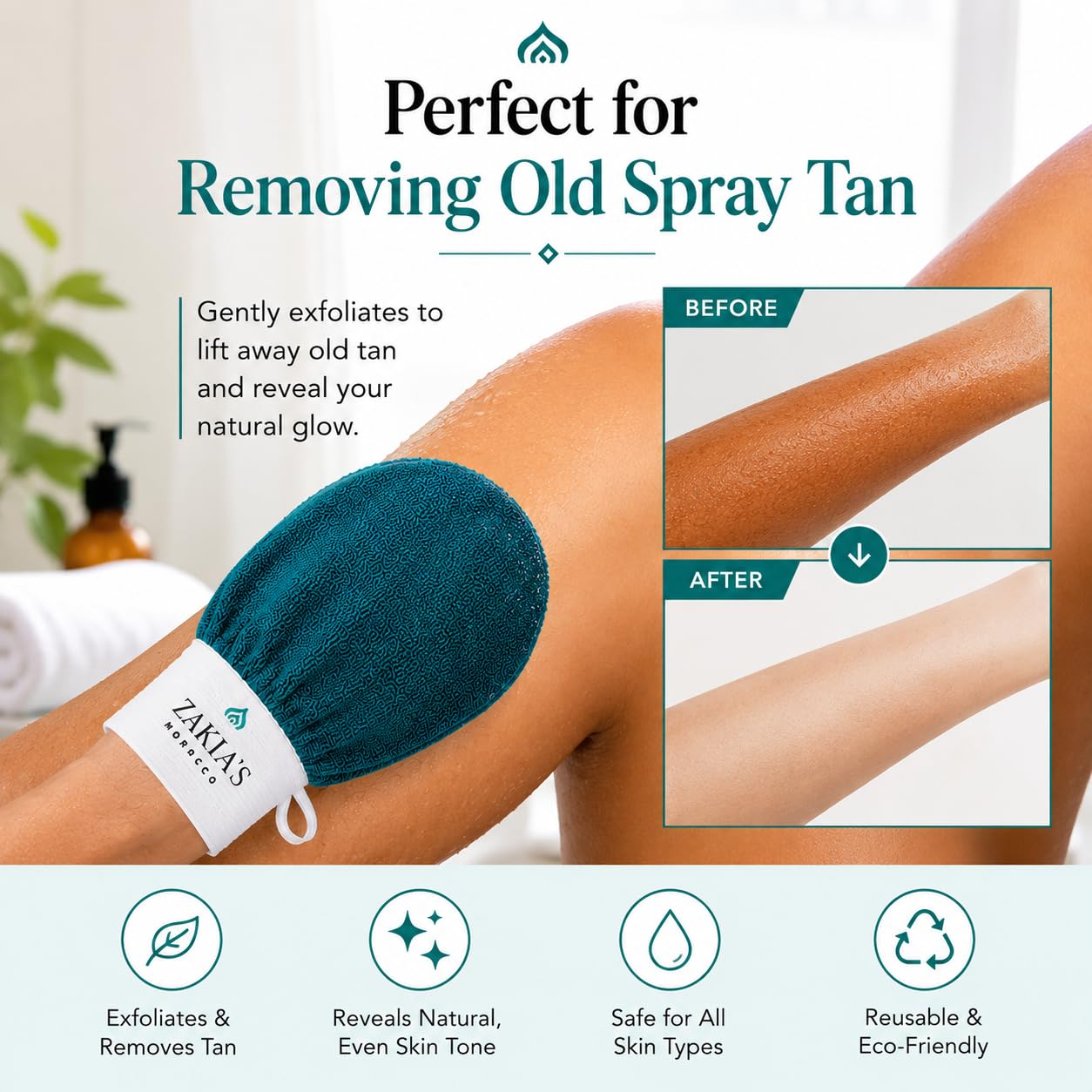 Zakia's Morocco Kessa Exfoliating Mitt – Teal for Radiant Skin - Zakia's Morocco Official Product View 8