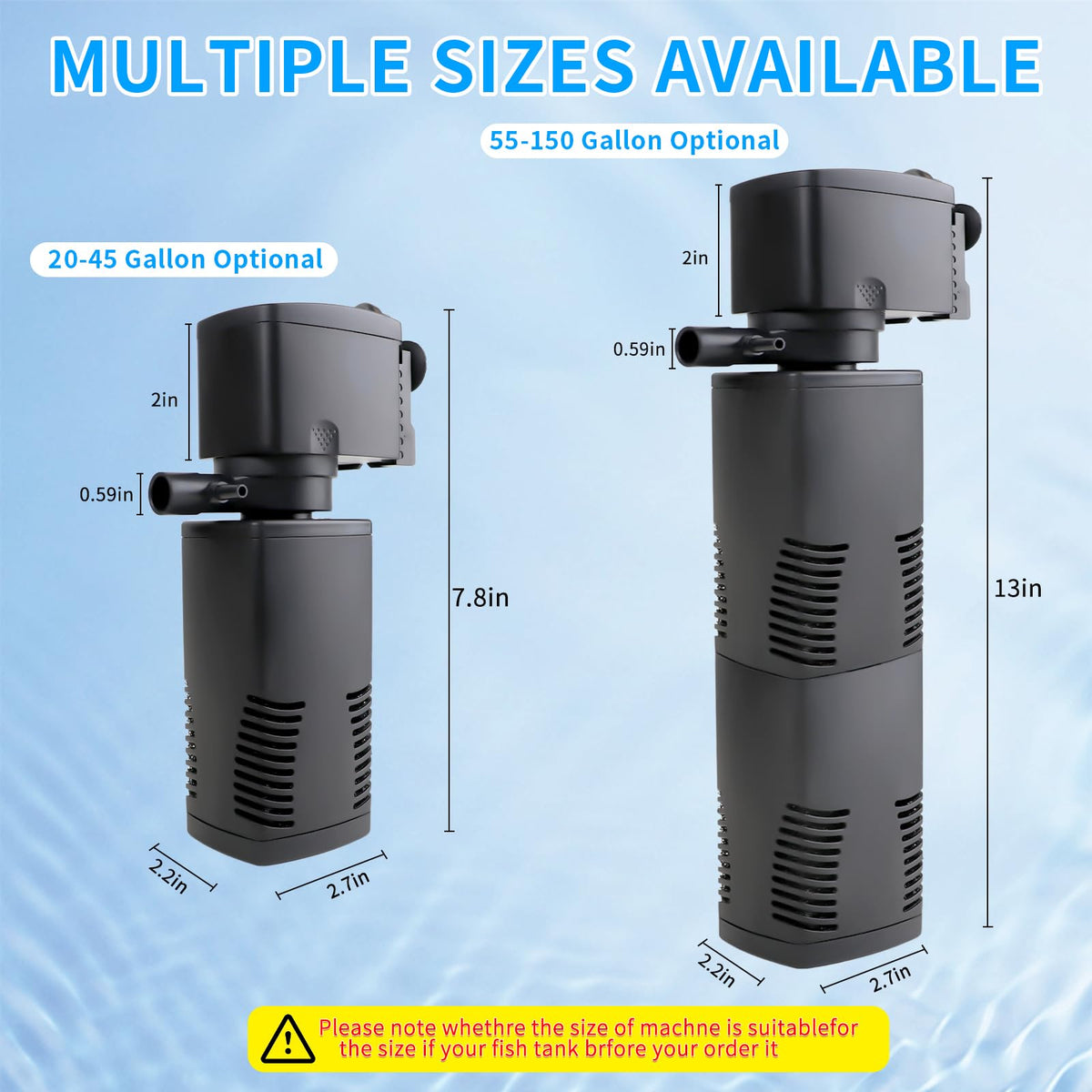 Aquarium Filter for 55 150 Gallons Tank Internal Fish Tank - coospider-repta Official Imagery - 7