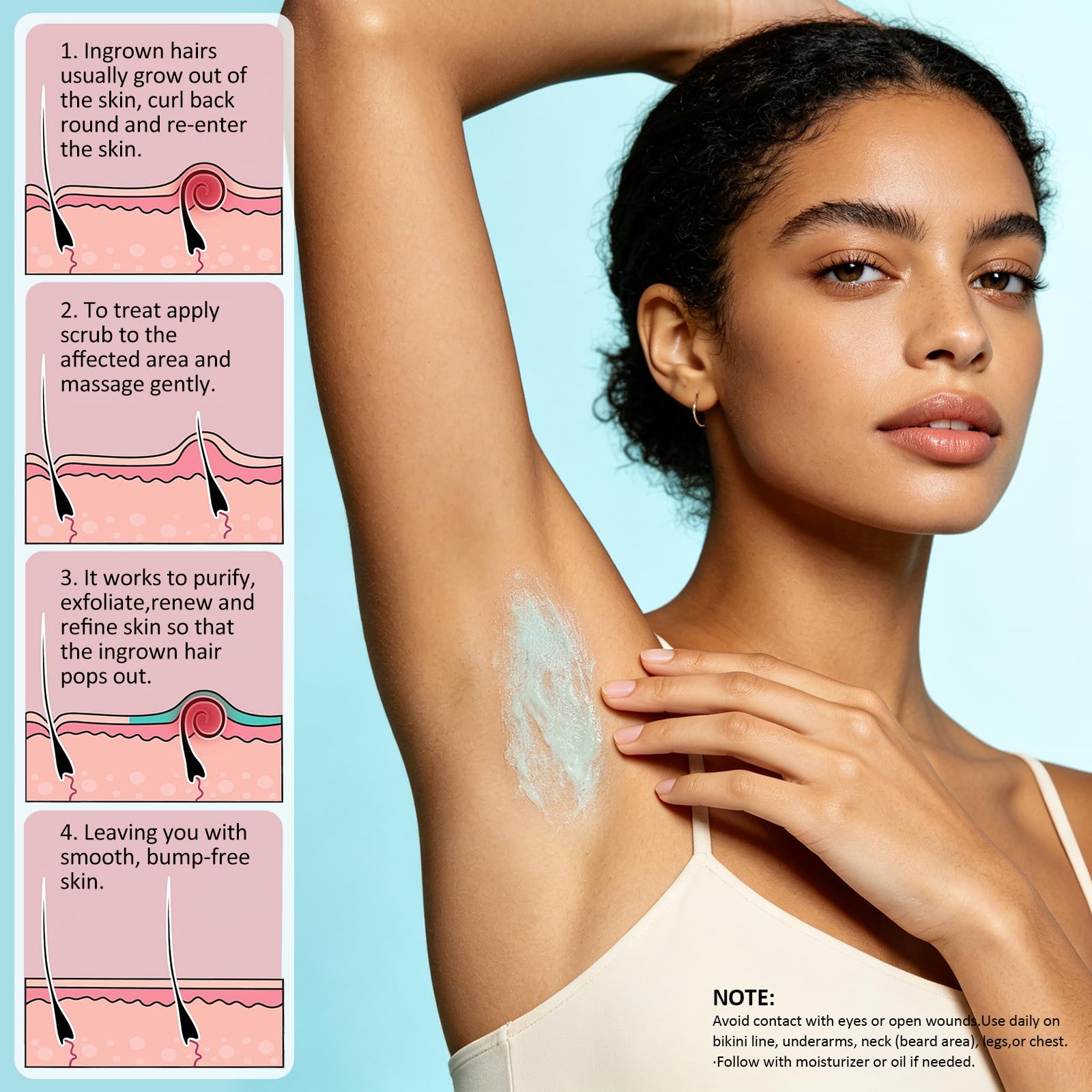 SHVYOG Ingrown Hair Exfoliating Scrub with AHA+BHA, Gentle KP Bump Eraser Body - SHVYOG Official Product View 7