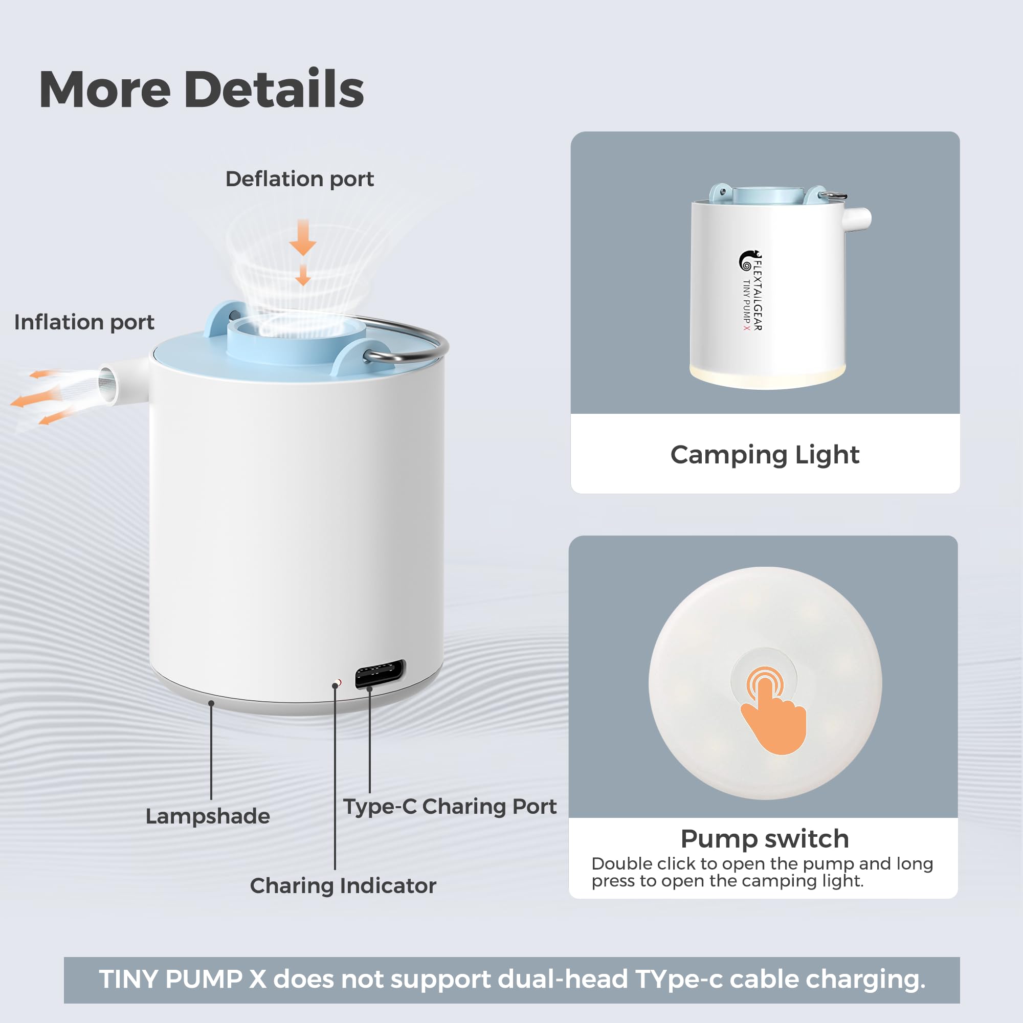 FLEXTAILGEAR Tiny Pump X Portable Air Pump+ Camping Light Ultra-Mini Air Pump wi - FLEXTAILGEAR Official Product View 3