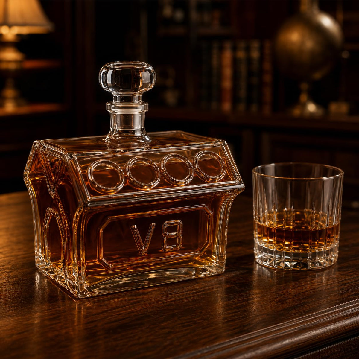 V8 Engine Whiskey Decanter Glass Car Motor Liquor Bottle - KAAS HAUS Official Imagery - 4