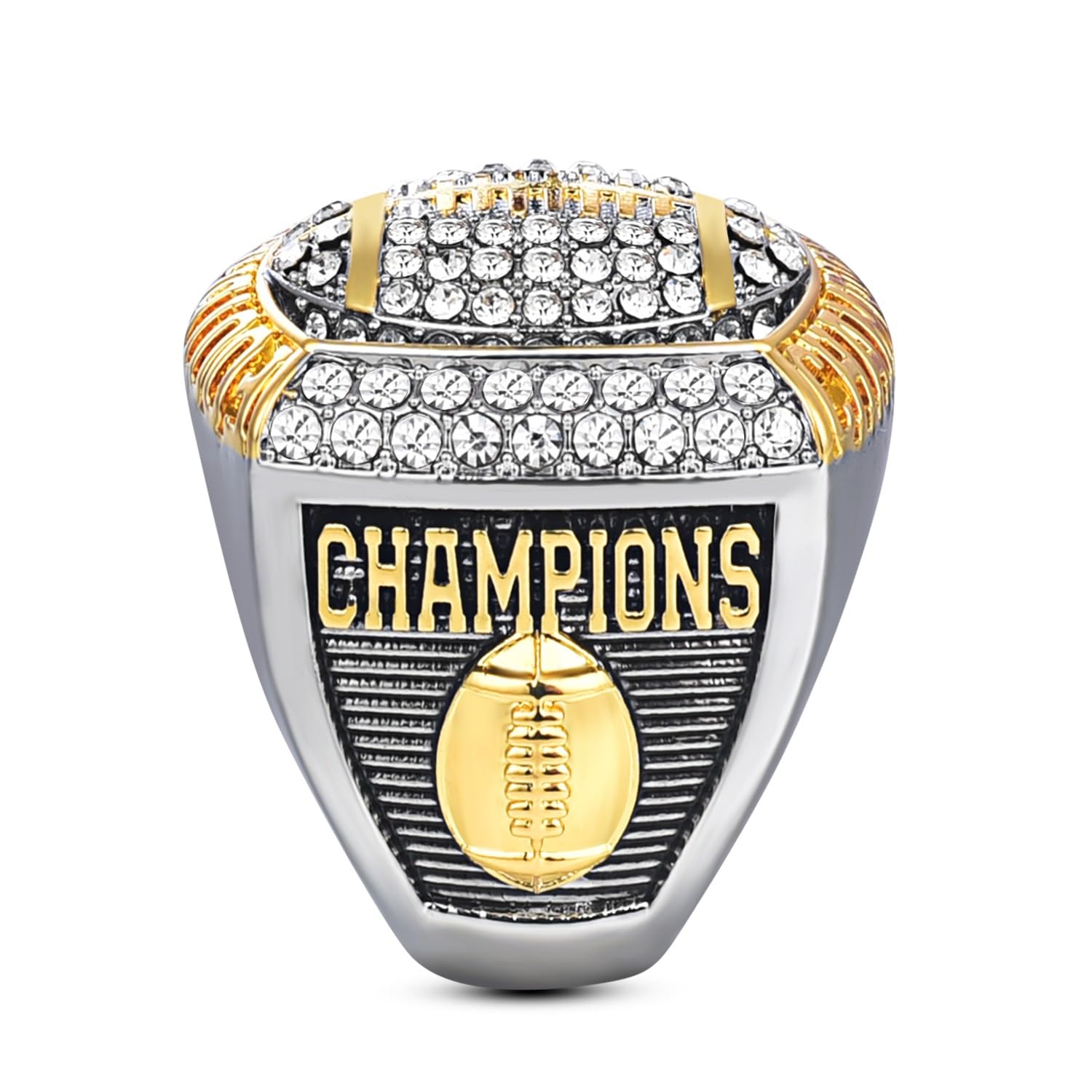 Football Championship Ring Crystal Rhinestone Two-Tone