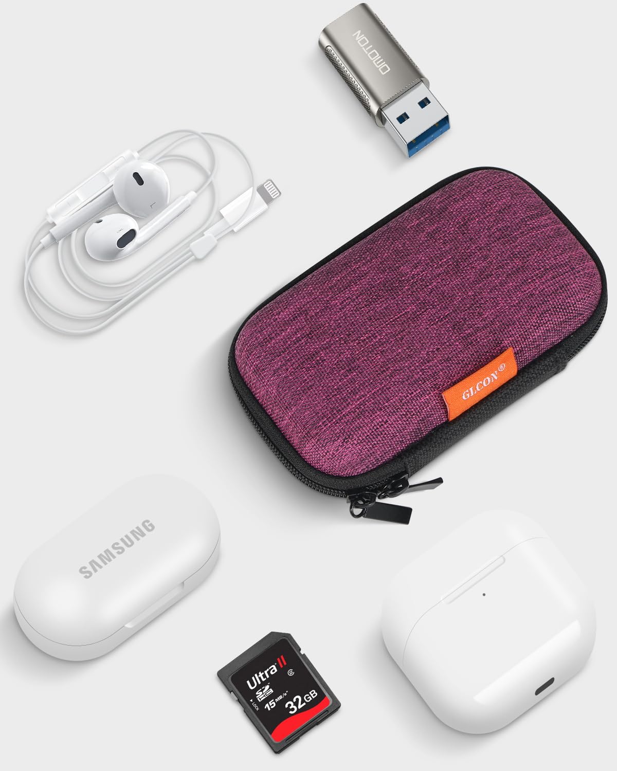 GLCON Mini Hard Earbud Case, Grape-Purple Cute Pouch for Samsung JBL Sony - GLCON Official Product View 3
