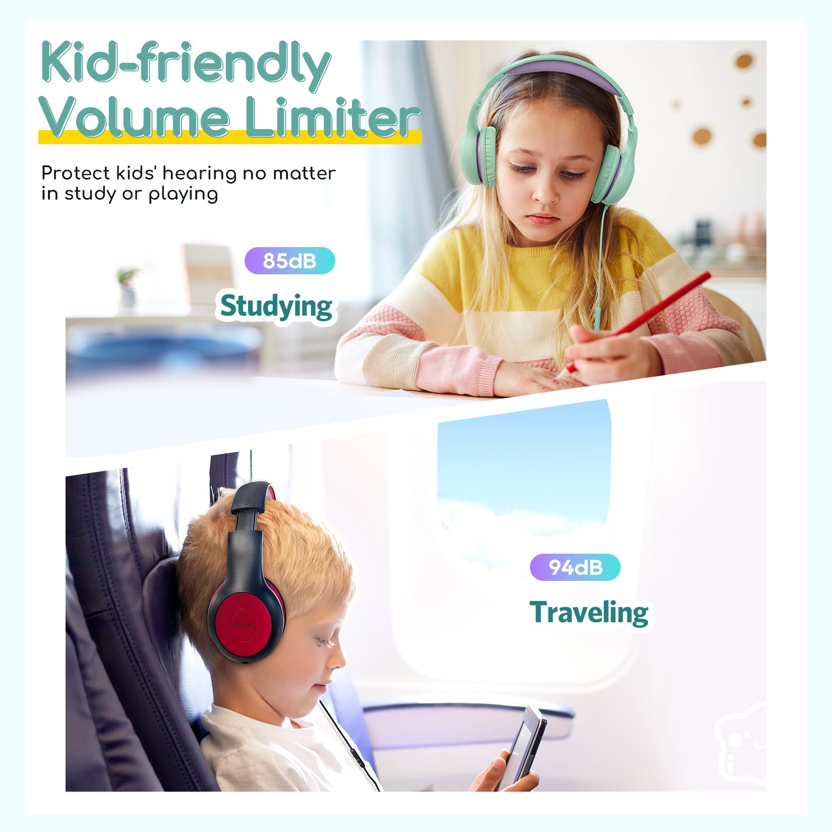 EarFun K1 Kids Headphones Wired with Mic, Volume Limit Headphones - EarFun Official Product View 5
