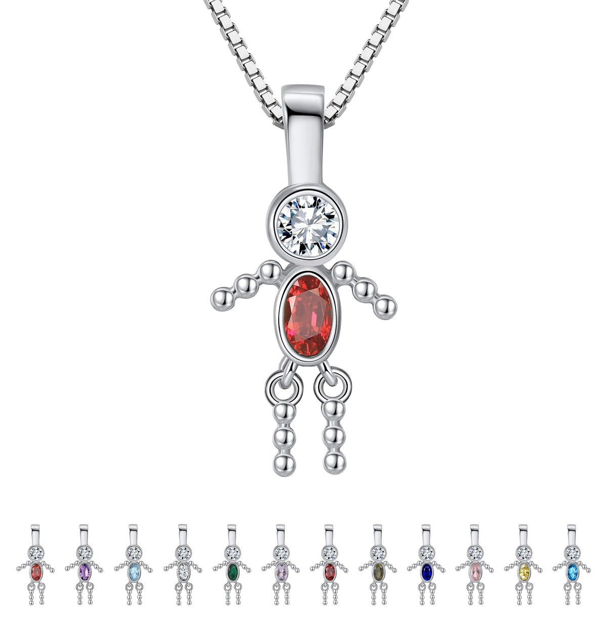 Baby Boy or Girl Charm Necklace for Mom CZ Birthstone - Ginger Lyne Collection Official Imagery - 1