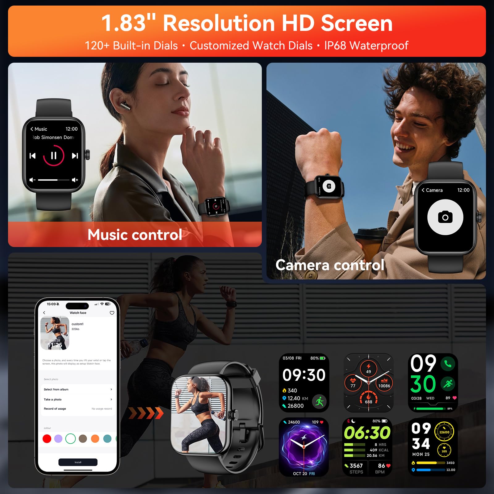 BOOOMIC Smart Watch with Alexa Built-in, 1.83" HD Touchscreen Fitness - View 6
