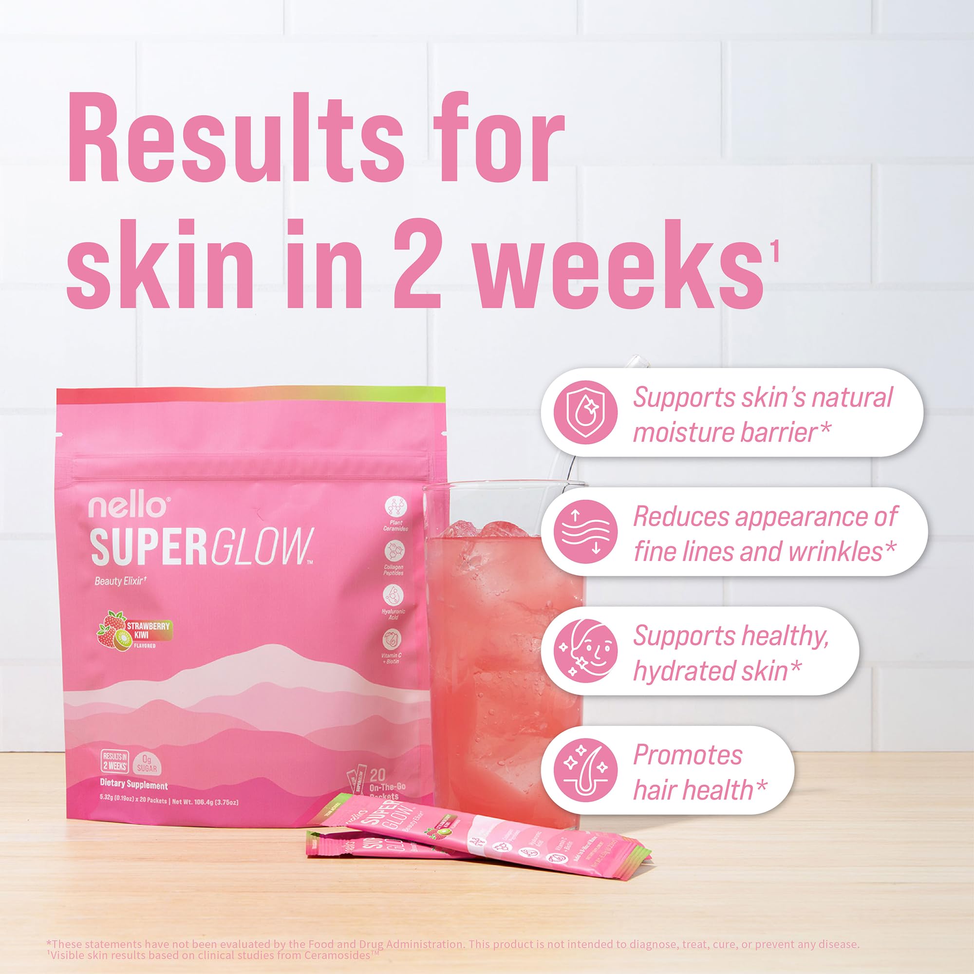 Nello Superglow Powdered Drink Mix Skin Hydration Glow Hair - Nello Official Imagery - 5