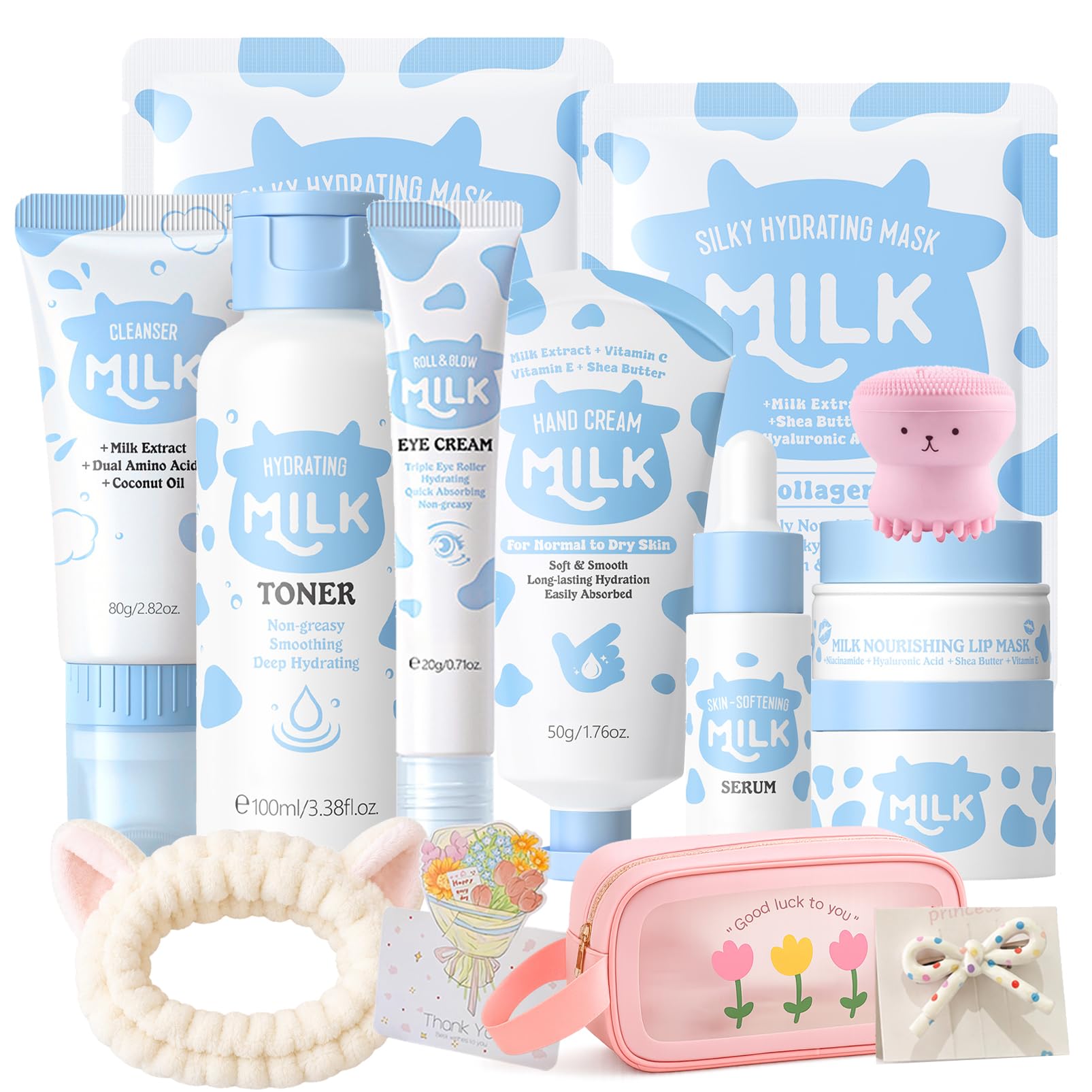 14PCS Milk Skincare Set for Kids - Skincare for Girls 10-12, - Product Imagery