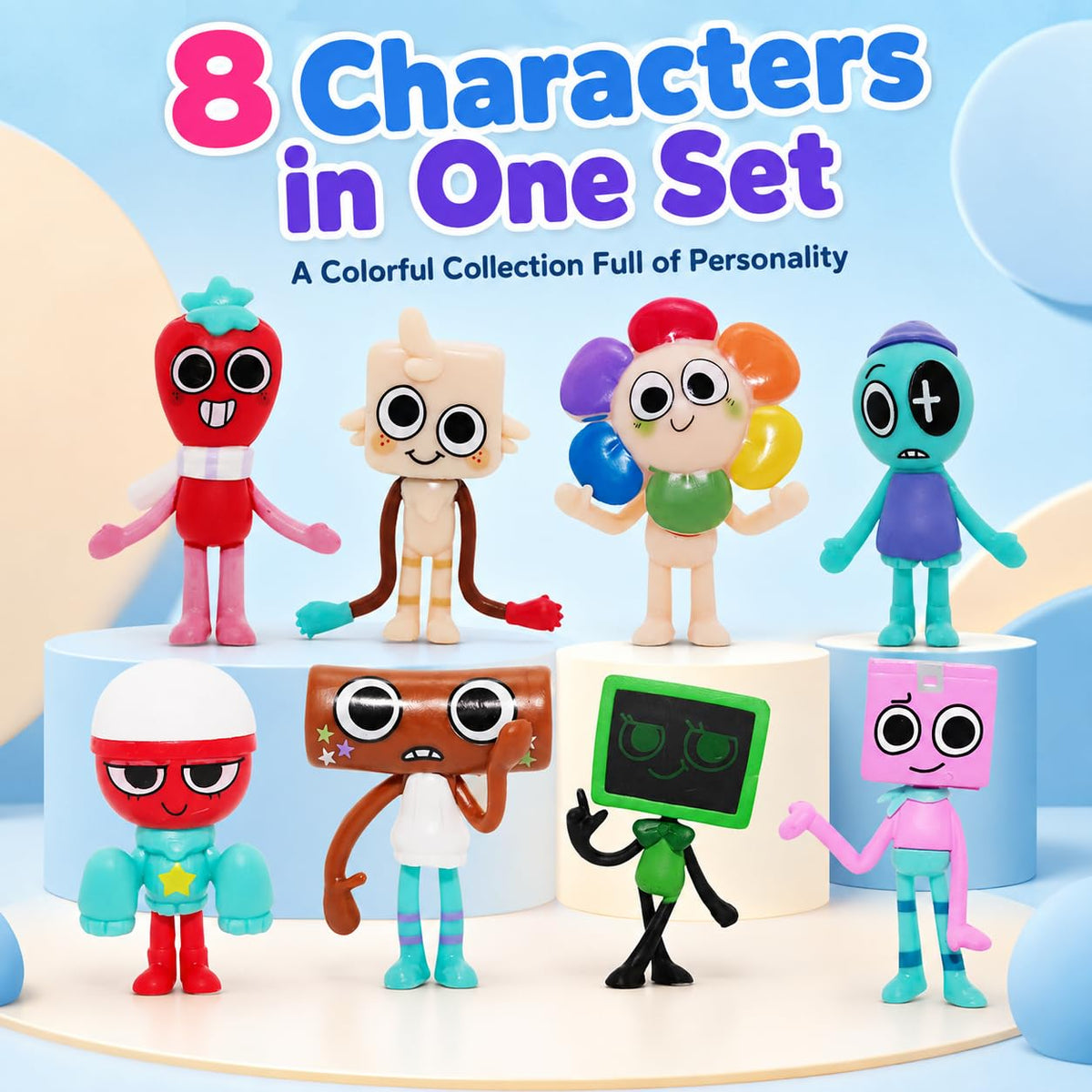 8PCS Mini Cartoon Figures Set Cute Colorful Character Toys - Deertaip Official Imagery - 5