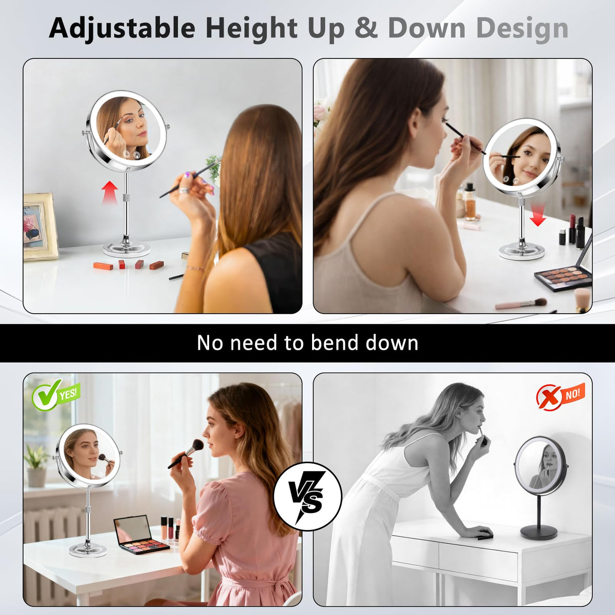 8 Makeup Mirror with Lights 4000mAh Rechargeable Vanity - Telihopin Official Imagery - 7