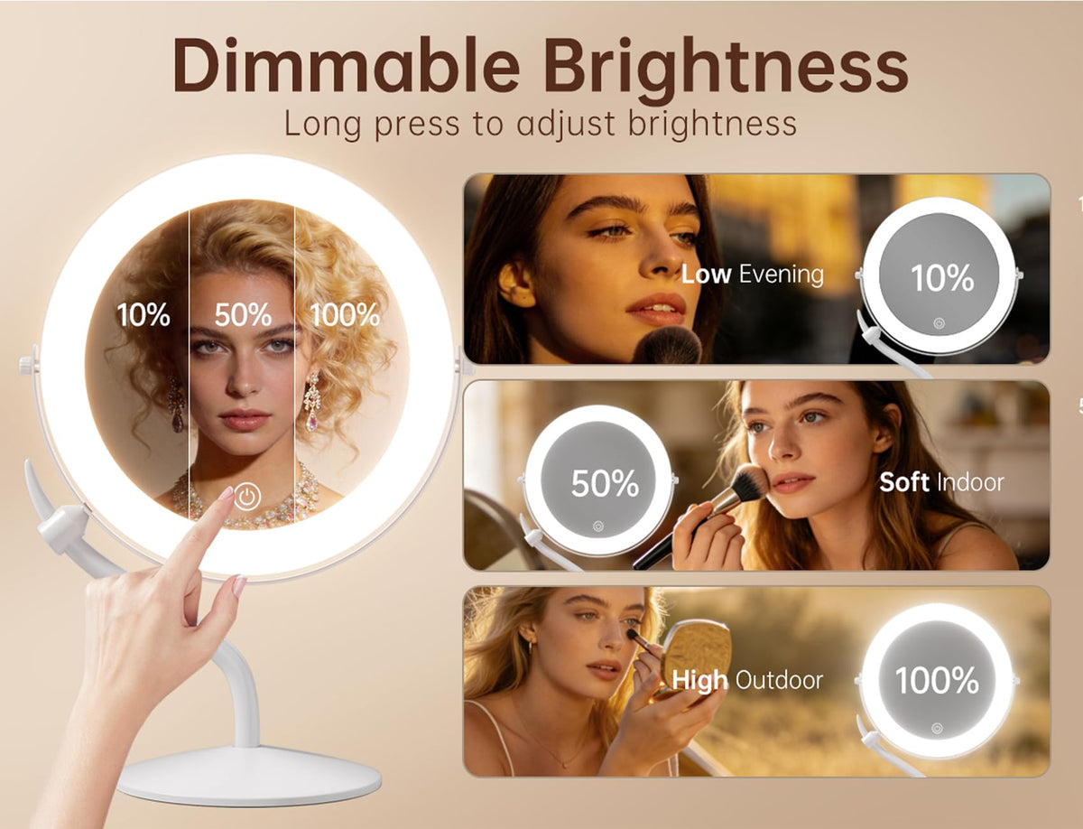 11 8 Makeup Mirror Rechargeable Vanity Mirror with 3 Lights - DEXHOM Official Imagery - 5