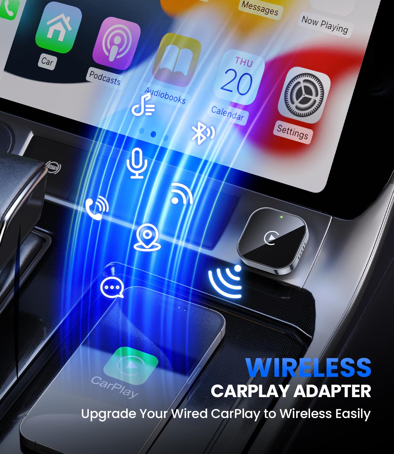 Teeran Wireless CarPlay Adapter for iPhone  , Mini Plug & Play fo by Teeran - Angle View 2