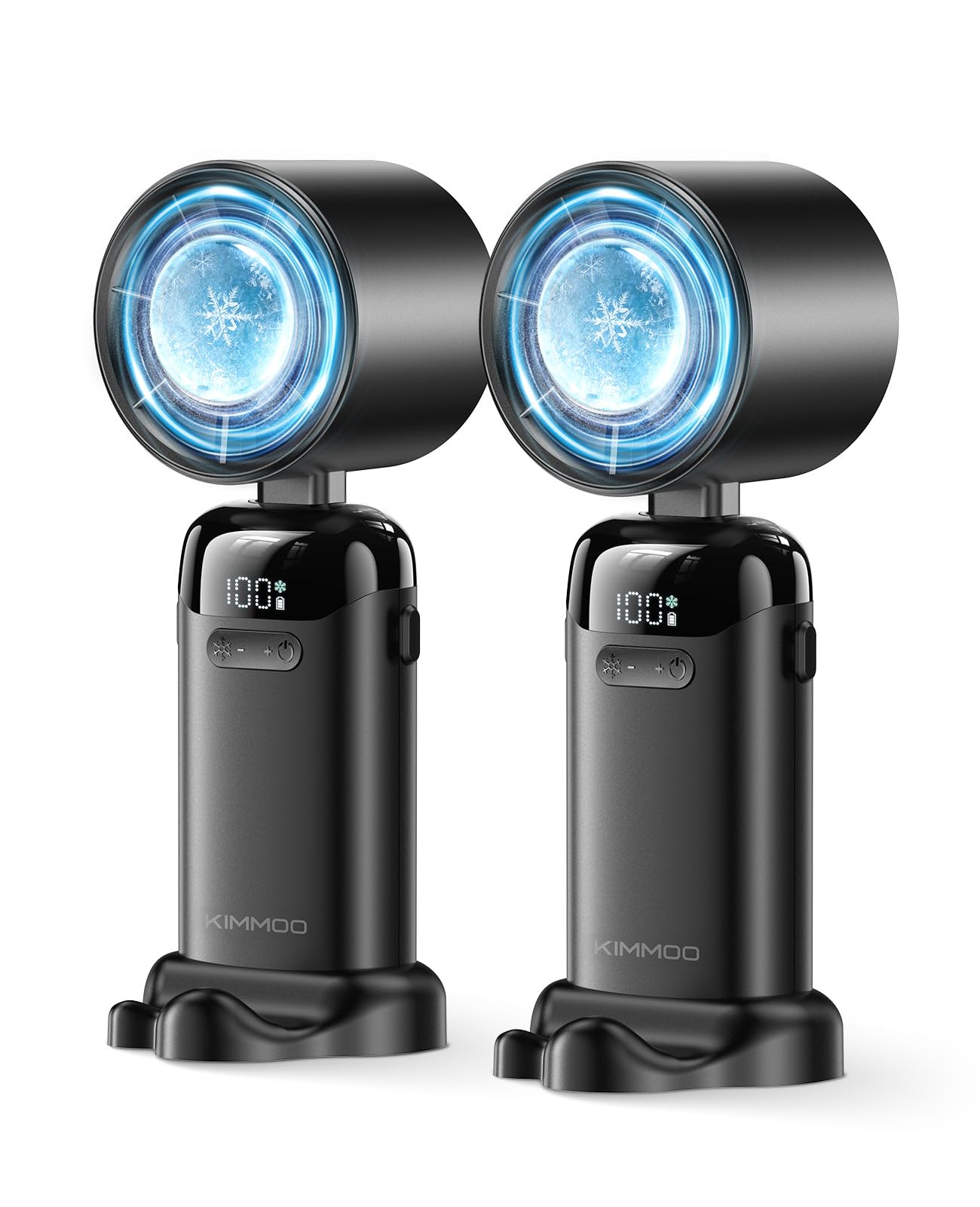 2pcs Black Handheld Portable Turbo Fan with Ice Cooler, Powerful - Product Imagery