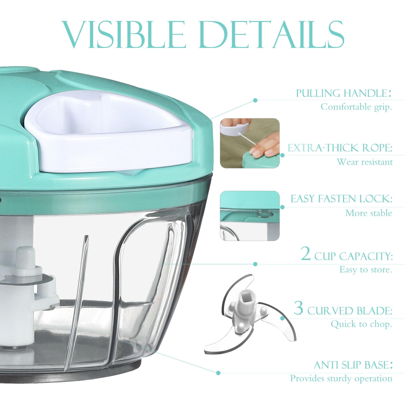 Ourokhome Manual Food Processor Vegetable Chopper, Portable Hand - Ourokhome Official Product View 4