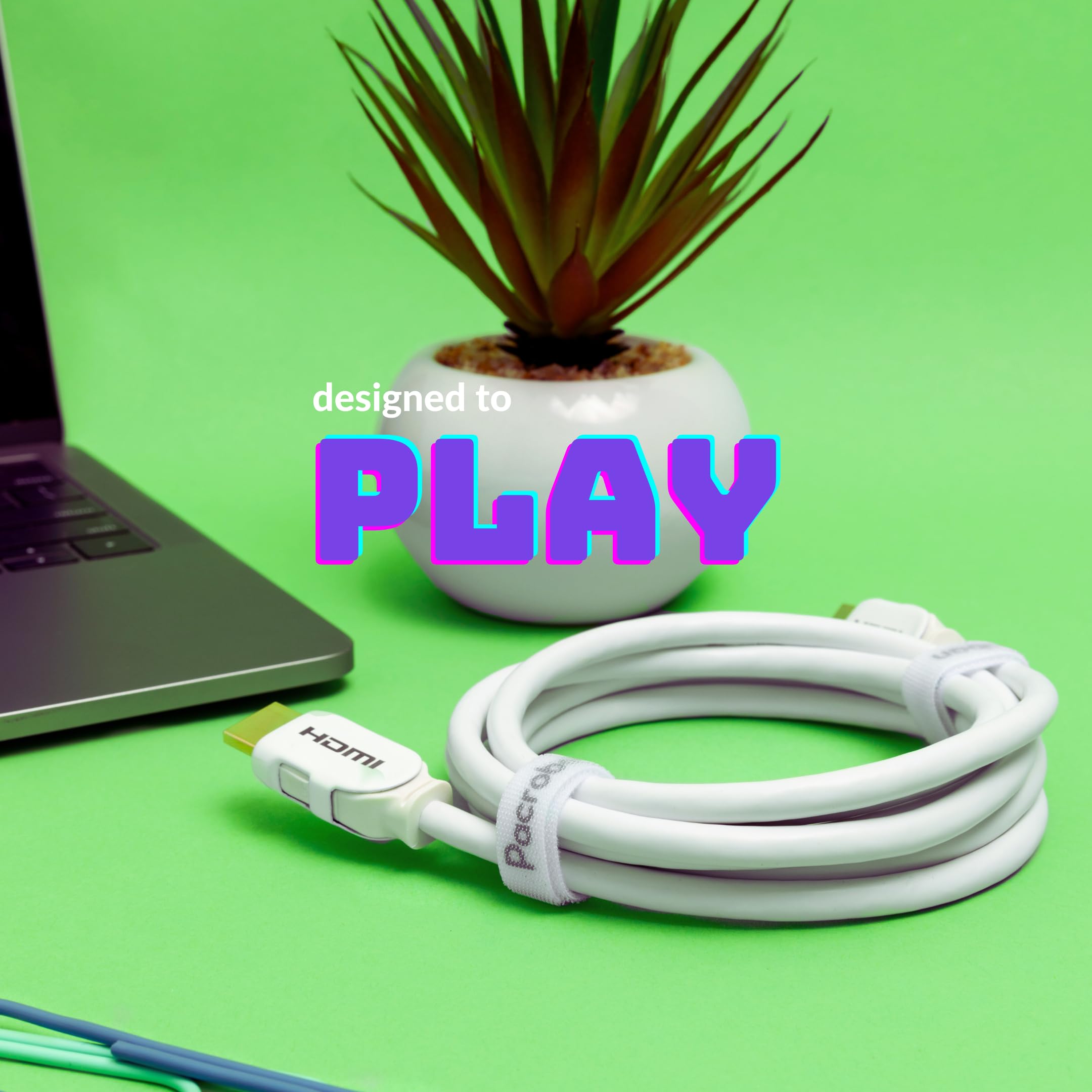 Pacroban HDMI 2.1 Cable 20ft White – 8K 60Hz 4K 120Hz