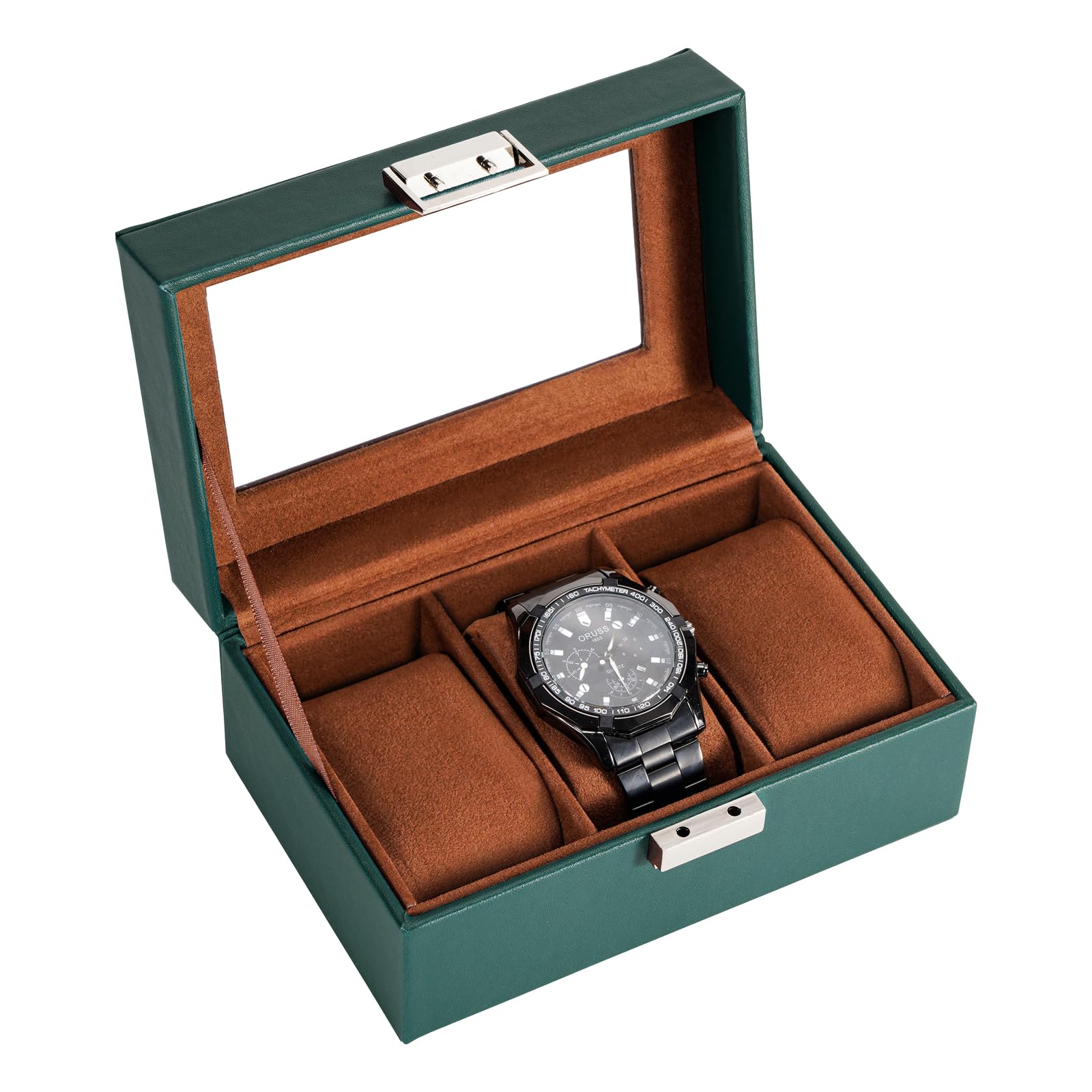 ProCase Watch Box, 3 Slot Mens Watch Display Case, MidnightGreen - Product Imagery