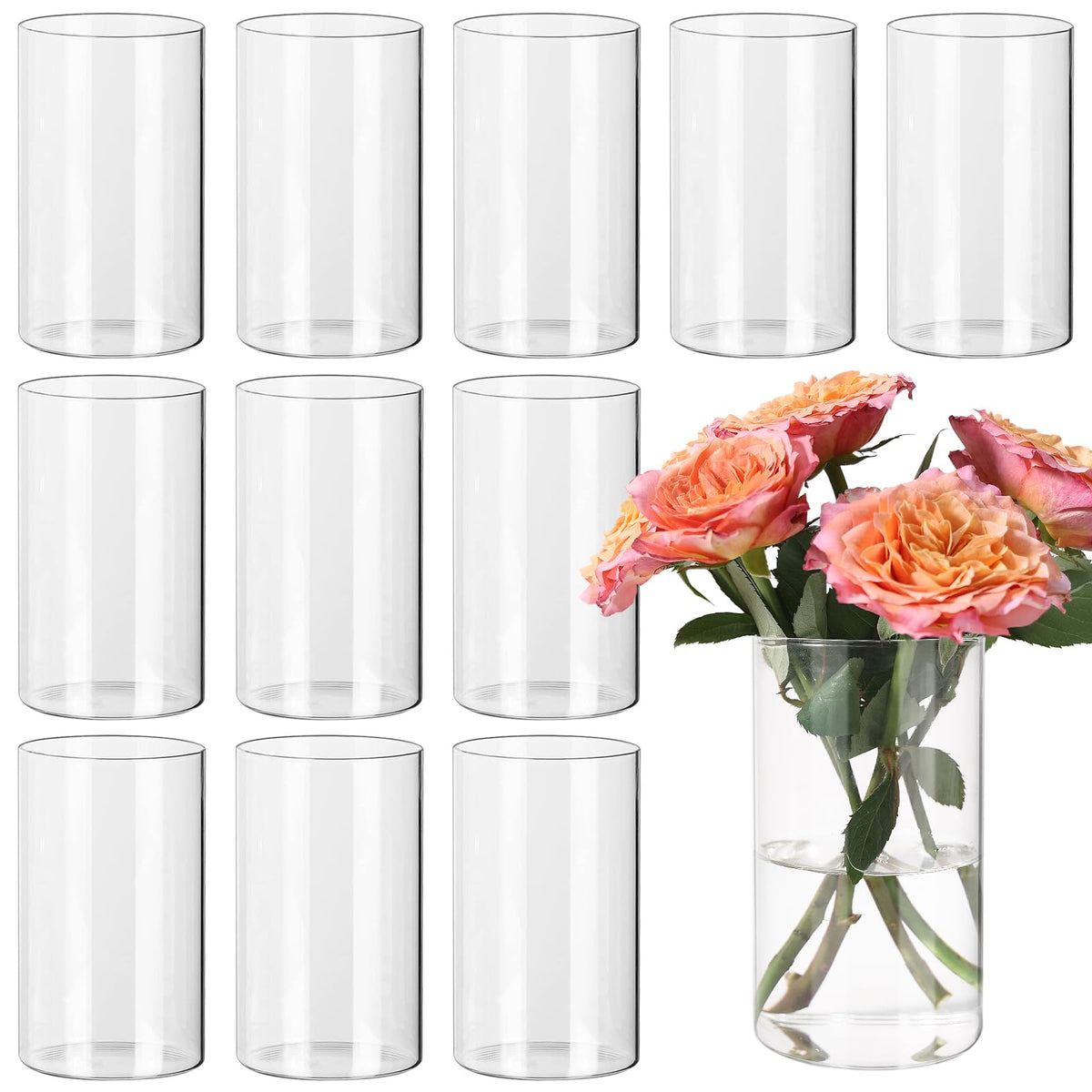 6Pcs Glass Cylinder Vases Clear Flower Vase Bulk for - SUPMIND Official Imagery - 8