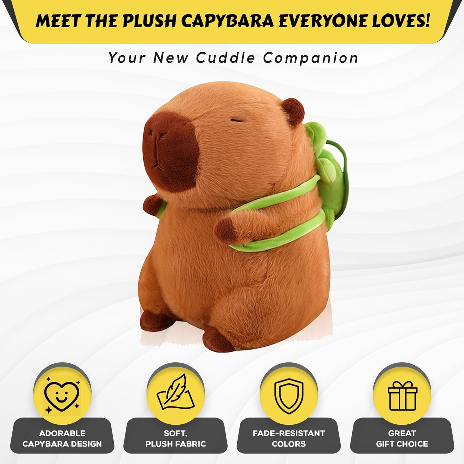 Cute 9.8-inch Kaizenjoy capybara plush toy with turtle backpack, soft animal plush for children and collectors