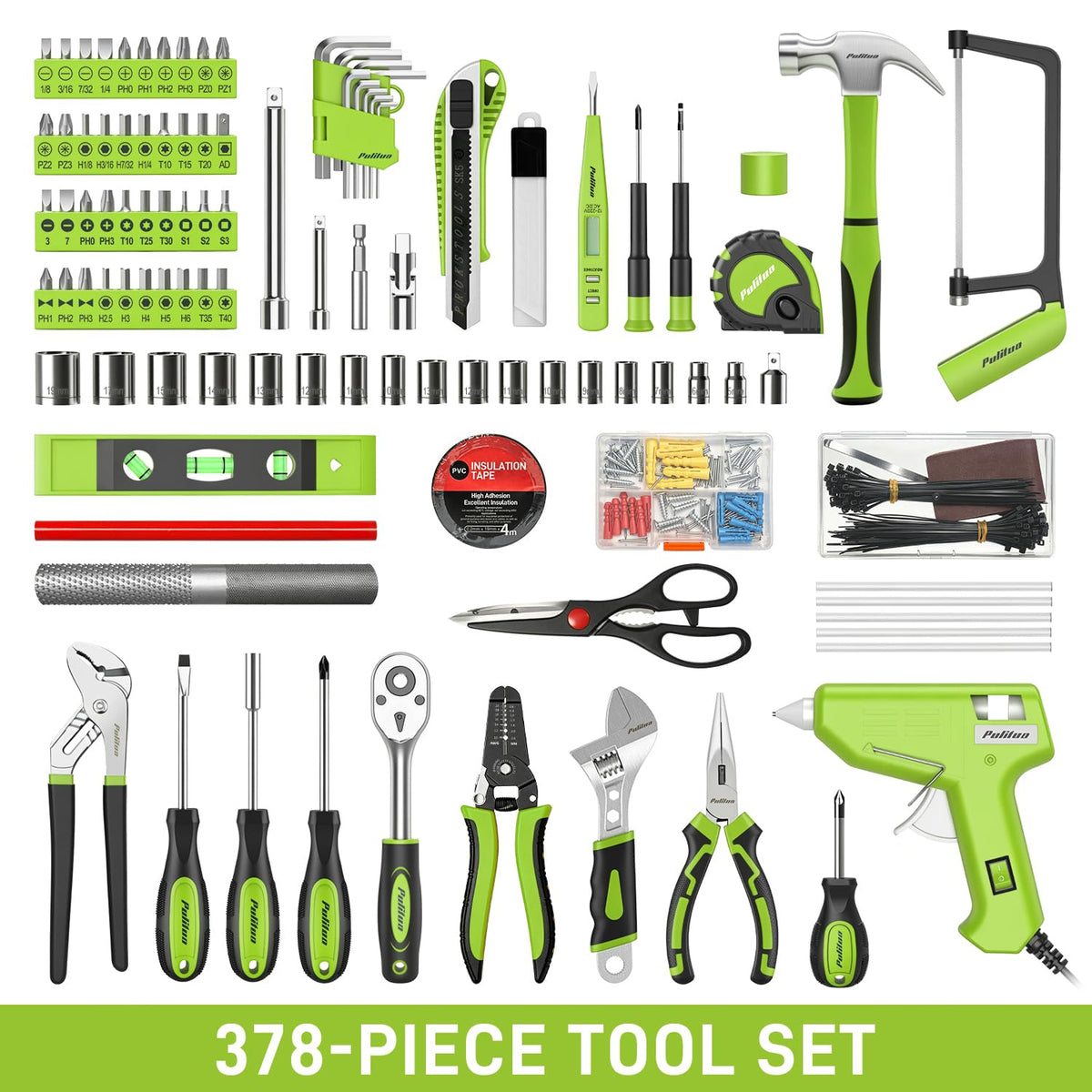 PULITUO 378 Piece Home Repair Tool Kit Drawer Portable Tool - PULITUO Official Imagery - 3