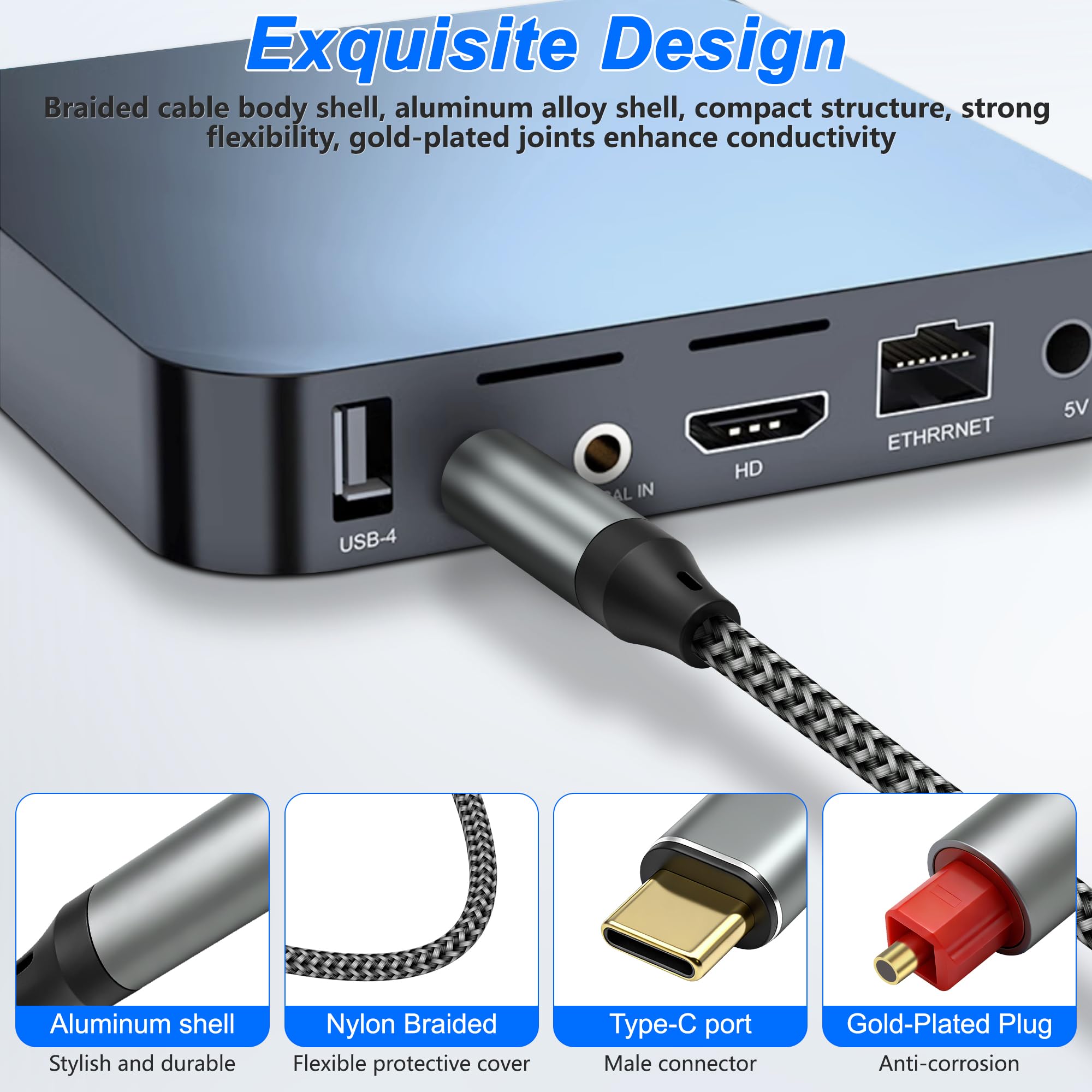 MEIRIYFA USB C to Toslink Optical Audio Cable, Unidirectional USB by MEIRIYFA - Angle View 6
