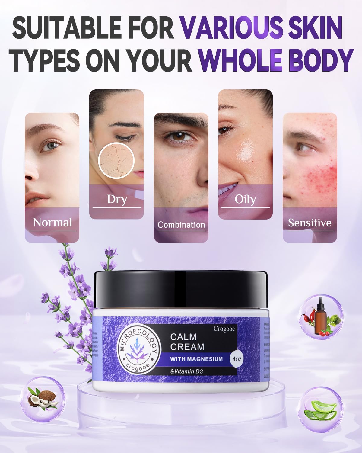 APLEFBE 2025 Updated Magnesium Cream for Sleep: Nighttime Magnesium Lotion for Pain & Leg Cramps, Muscle Relaxation, Calm, Deep Hydration, Skin Care for Kid, Men, Women (Lavender), 3PC